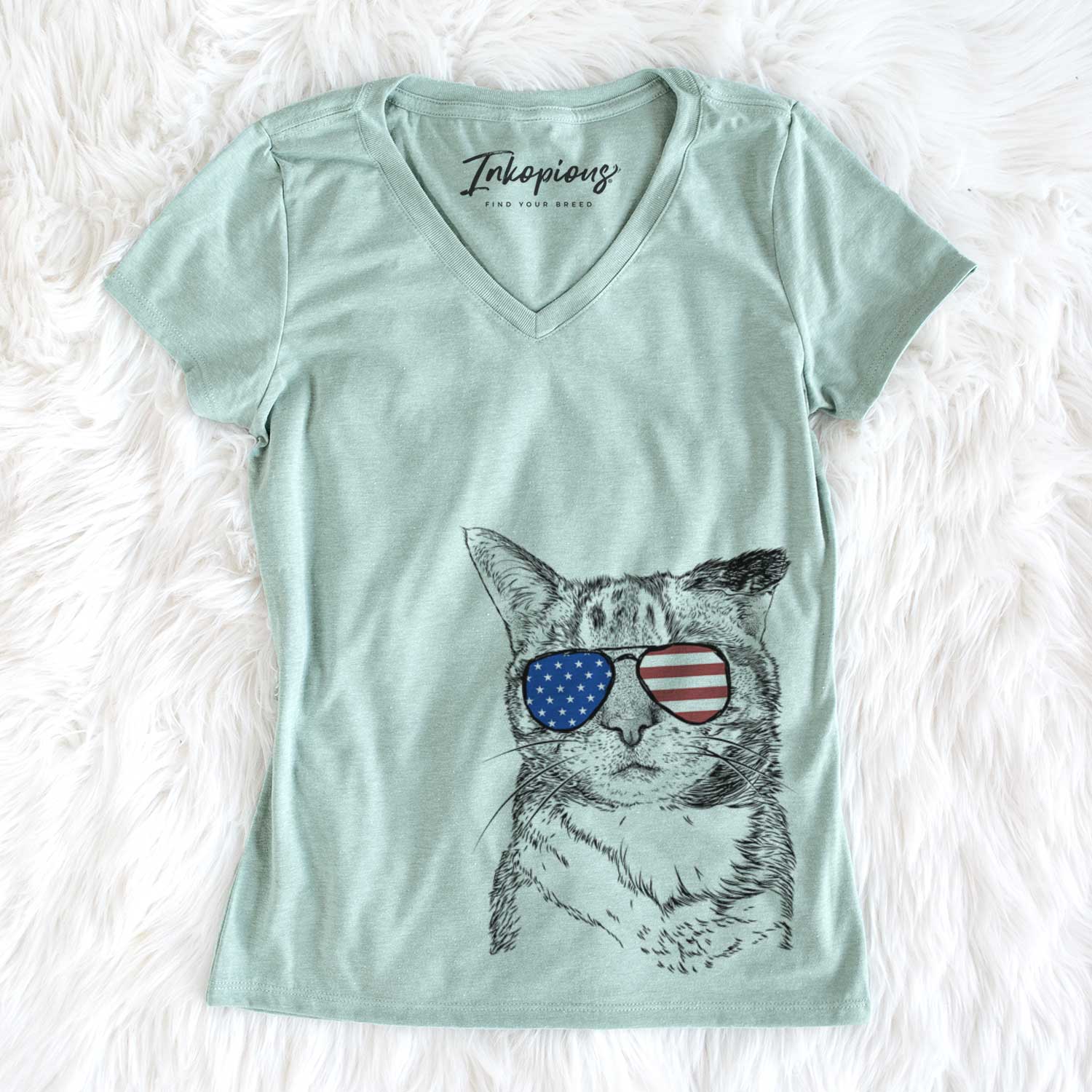USA Eleanor the Domestic Shorthair Cat - Women's Perfect V-neck Shirt