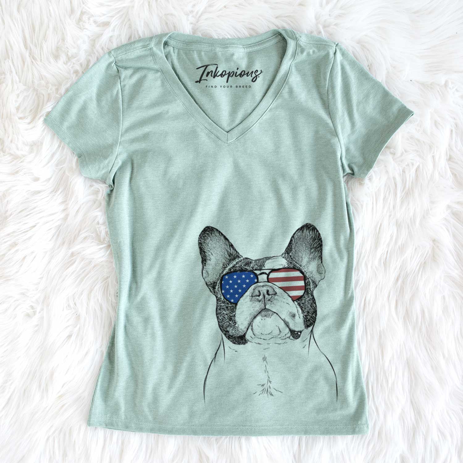 USA Ella the French Bulldog - Women's Perfect V-neck Shirt