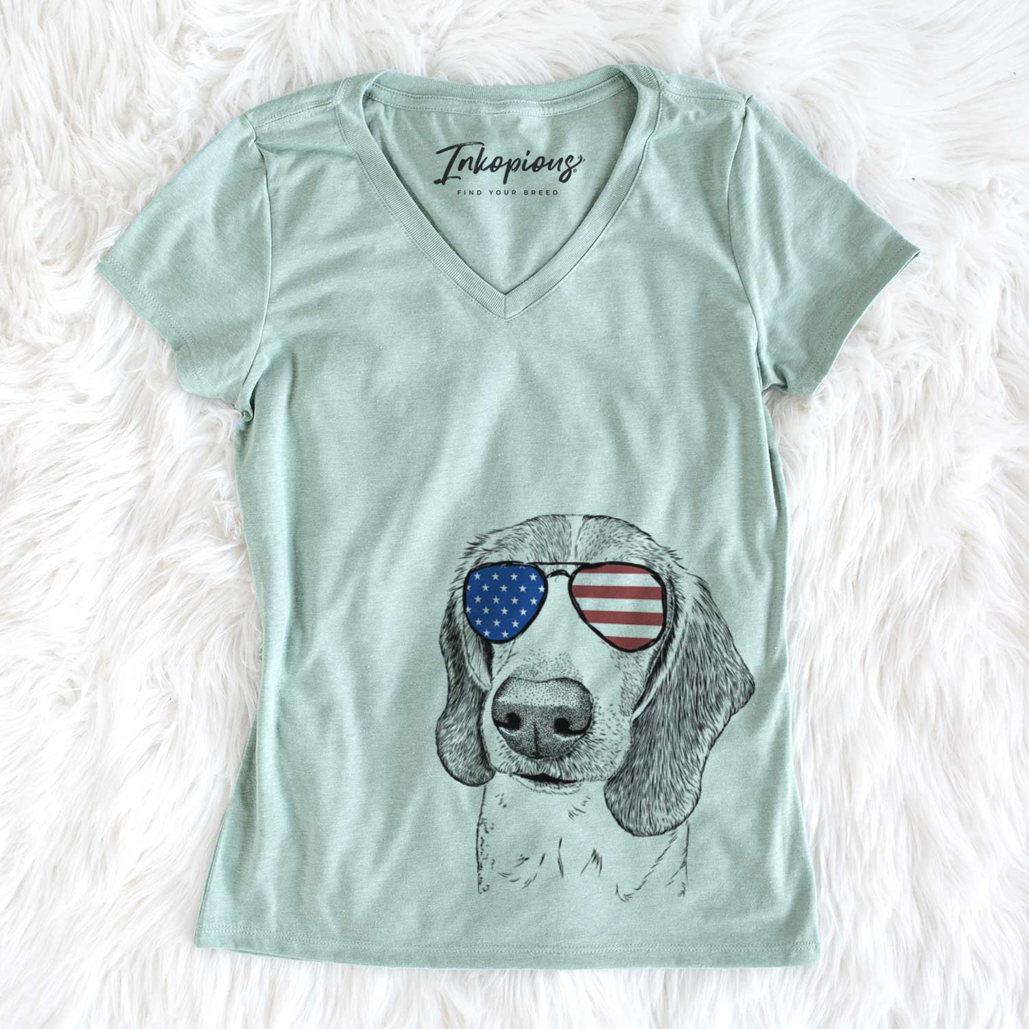 USA Elvis the Bluetick Beagle - Women's Perfect V-neck Shirt