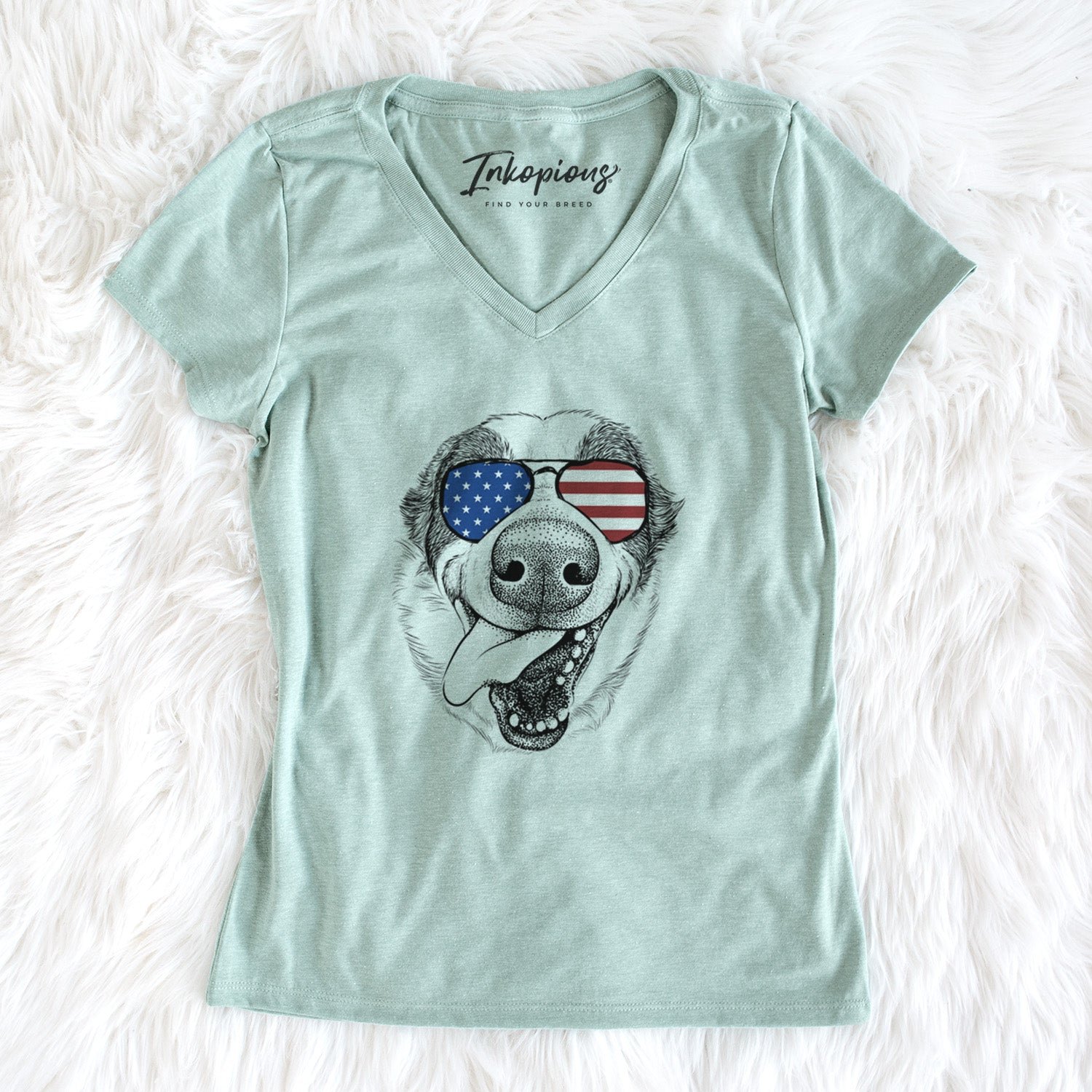 USA Elwood the Border Collie - Women's Perfect V-neck Shirt