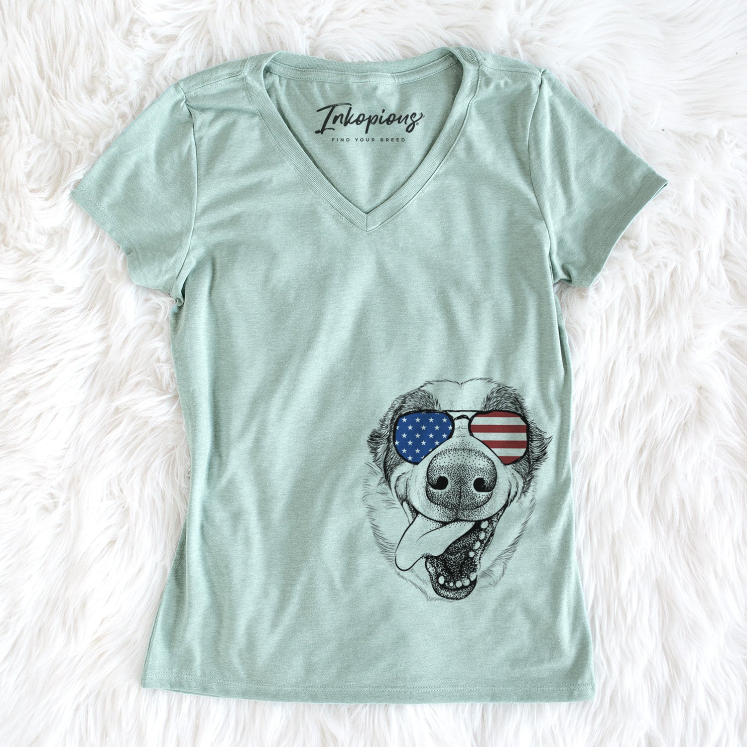 USA Elwood the Border Collie - Women's Perfect V-neck Shirt