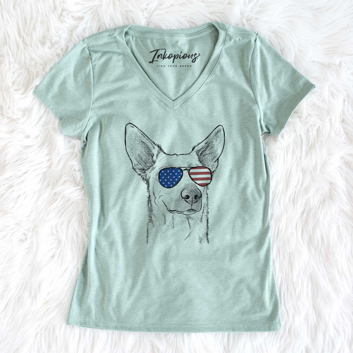 USA Ember the Shepherd Mix - Women's Perfect V-neck Shirt