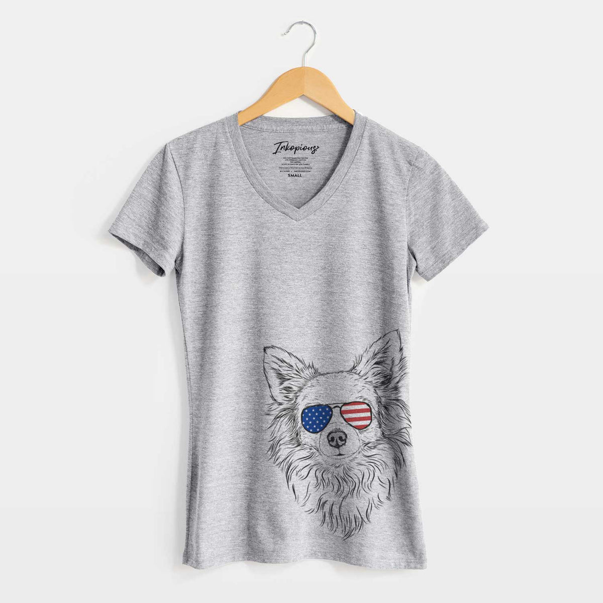 USA Emma the Longhaired Chihuahua - Women's Perfect V-neck Shirt