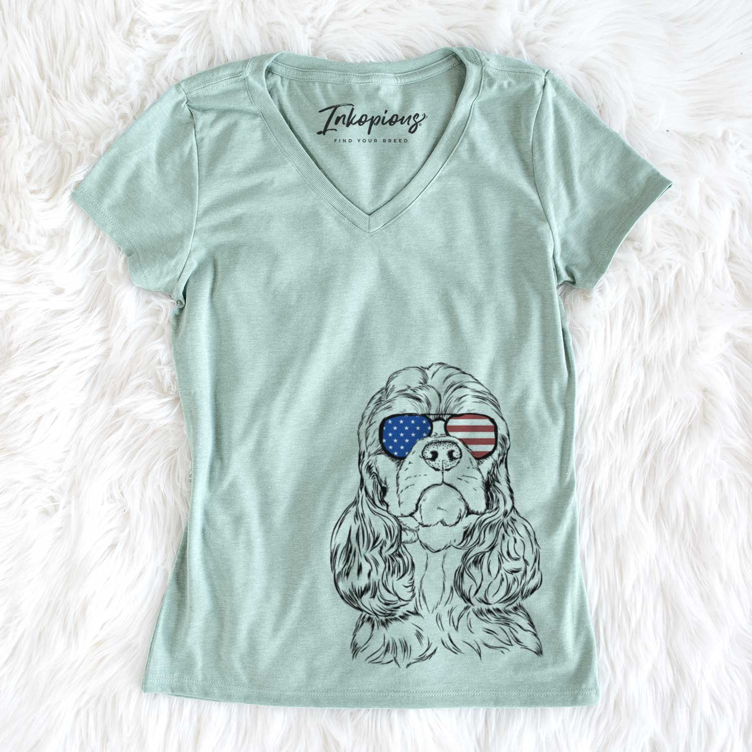 USA Emma the Cocker Spaniel - Women's Perfect V-neck Shirt