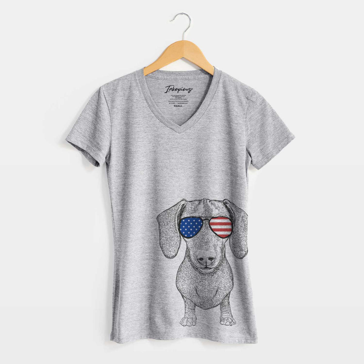 USA Ernie the Mini Dachshund - Women's Perfect V-neck Shirt