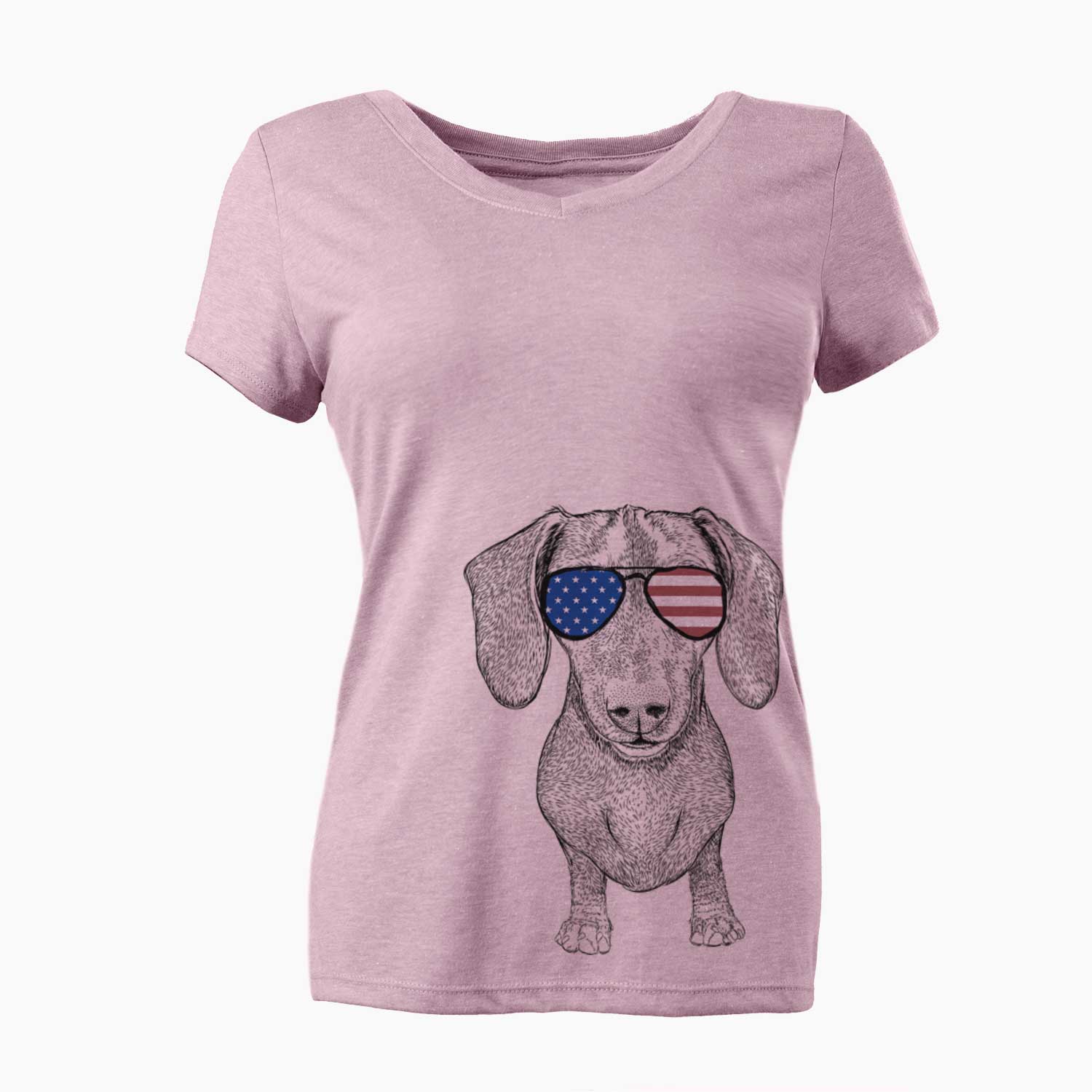 USA Ernie the Mini Dachshund - Women's Perfect V-neck Shirt