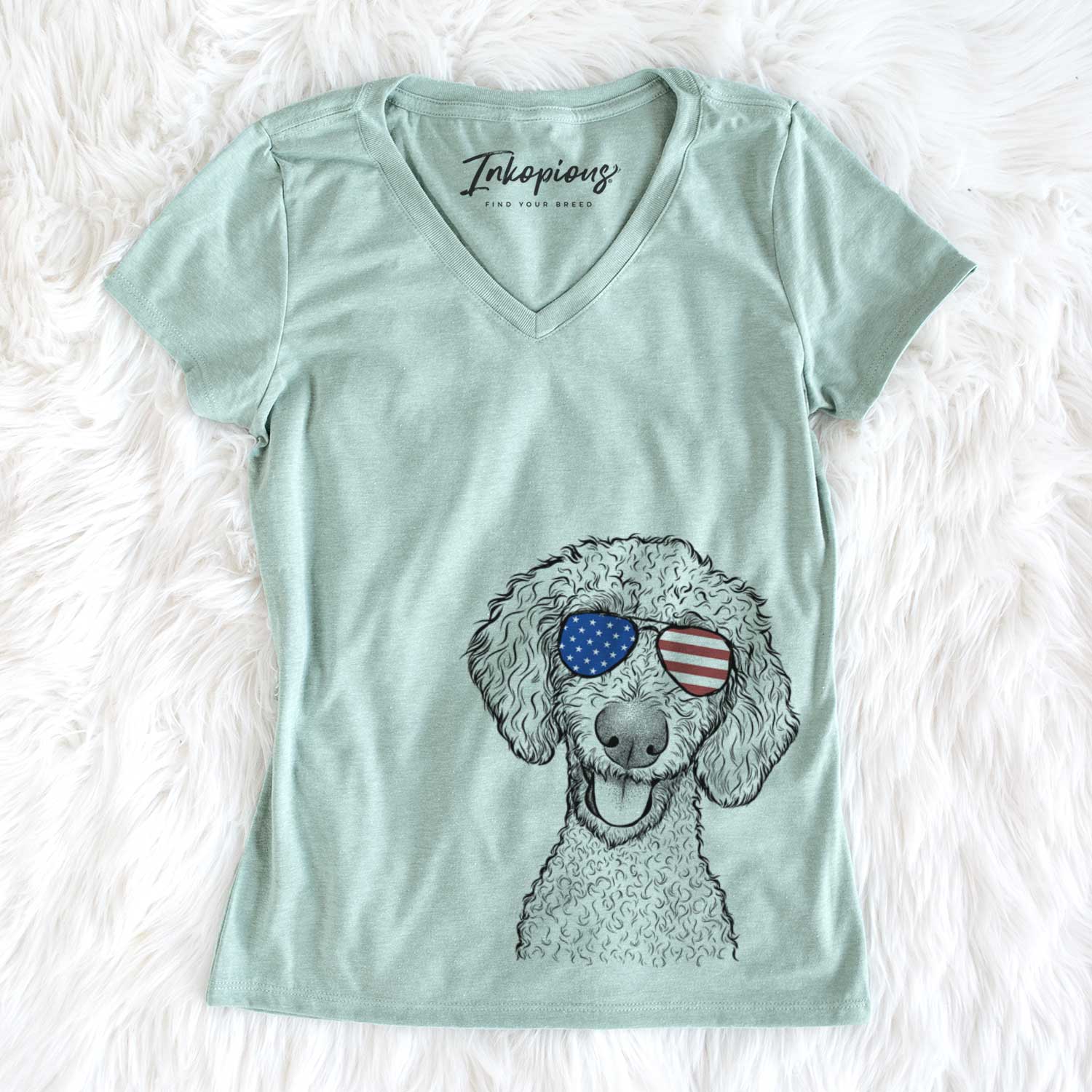 USA Fenway the Goldendoodle - Women's Perfect V-neck Shirt