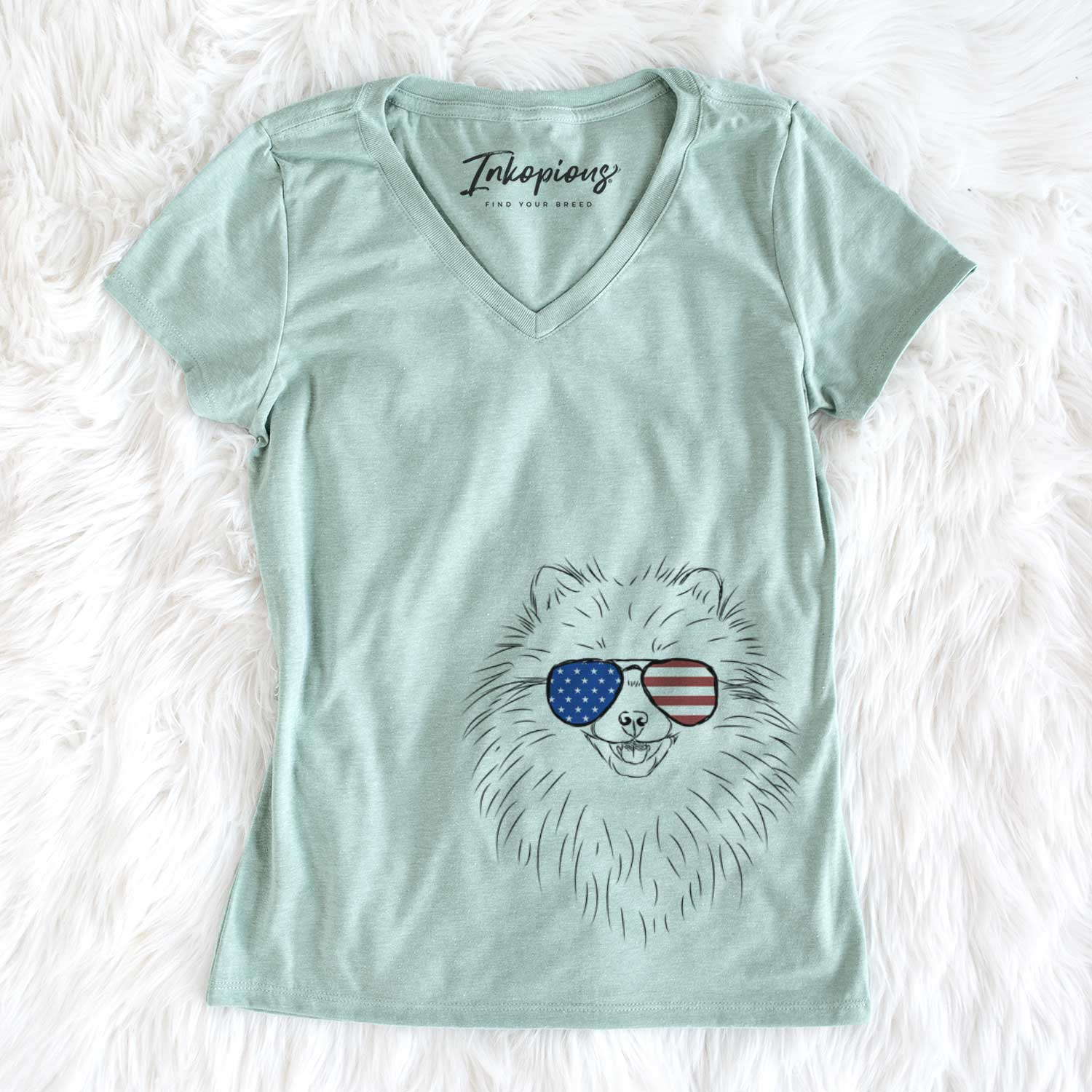 USA Finn the Pomeranian - Women's Perfect V-neck Shirt
