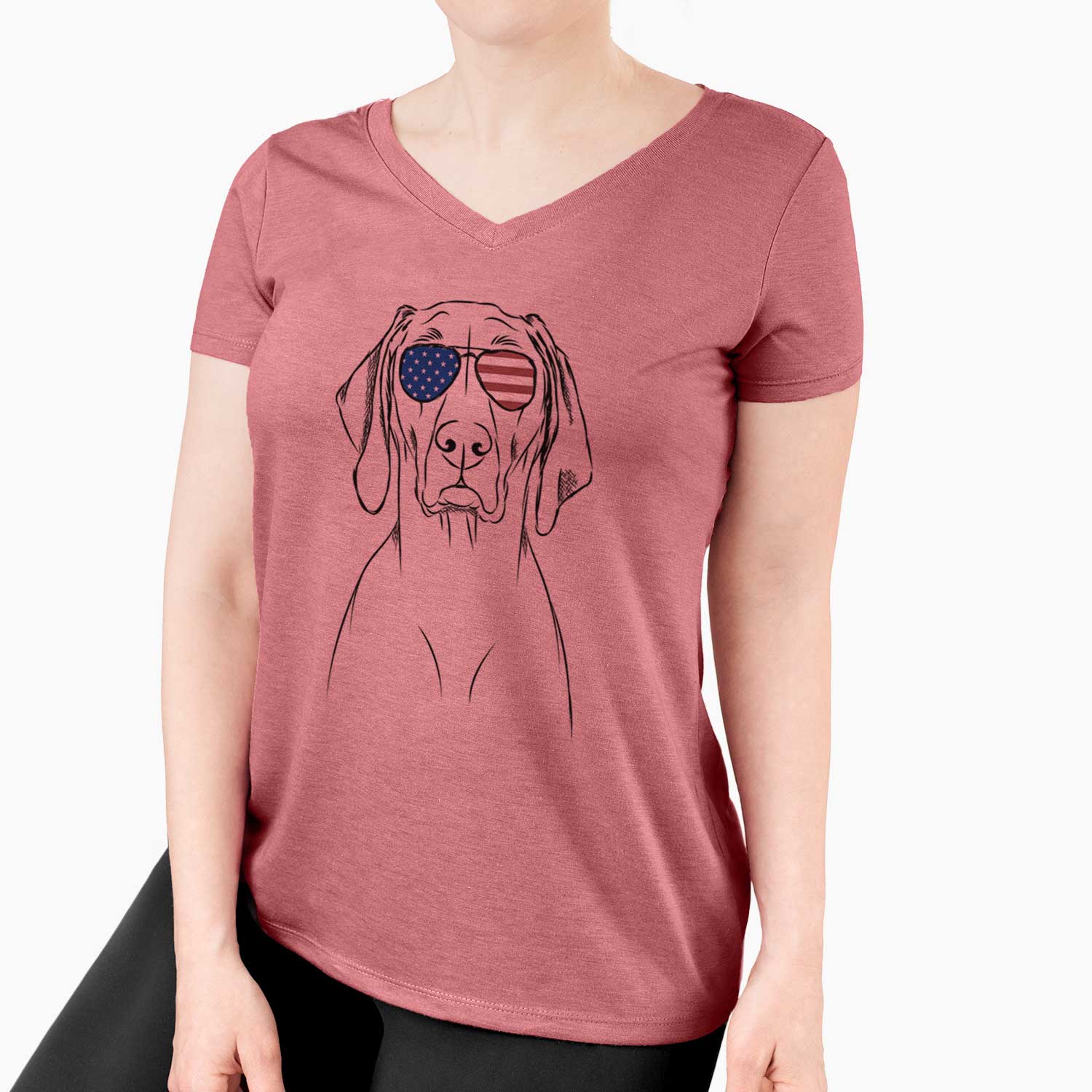 USA Flint the Weimaraner - Women's Perfect V-neck Shirt