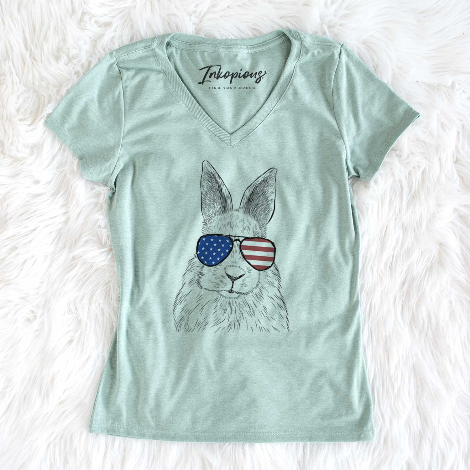 USA Flower the Rex Rabbit - Women's Perfect V-neck Shirt