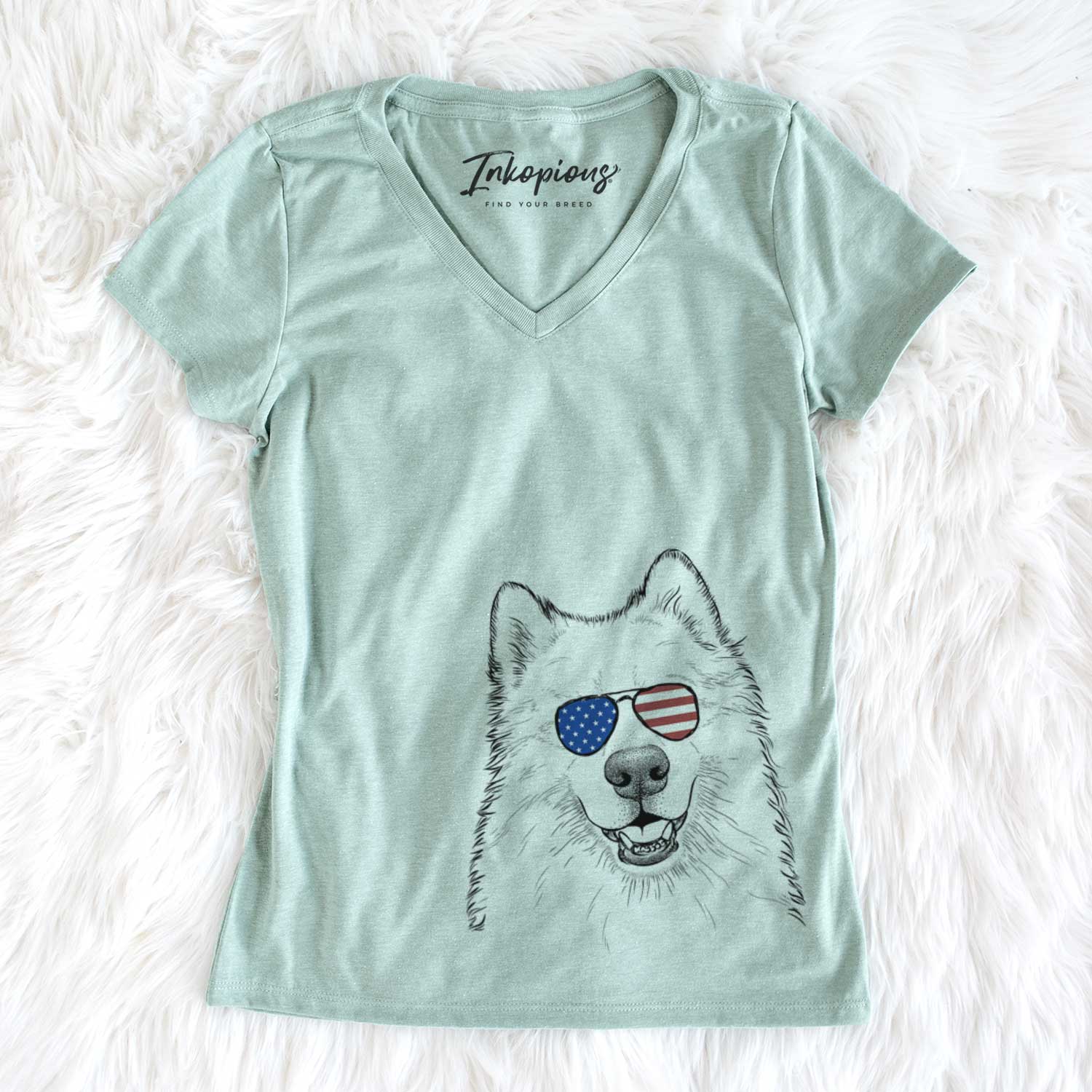 USA Foster the Samoyed - Women's Perfect V-neck Shirt