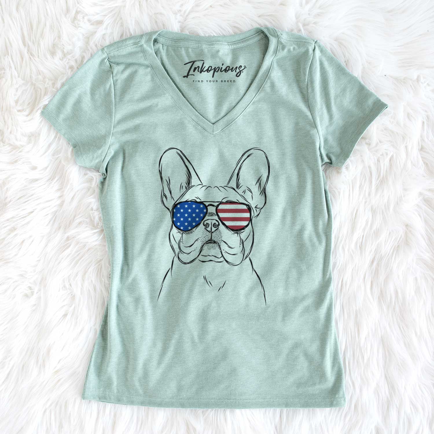 USA Franco the French Bulldog - Women's Perfect V-neck Shirt