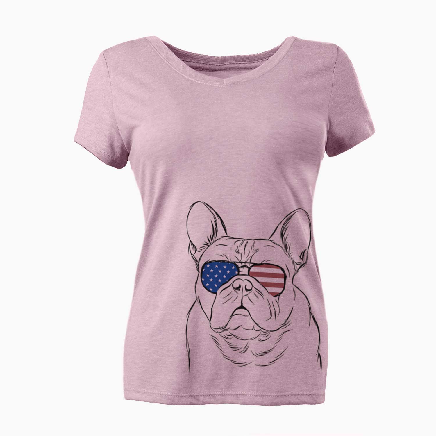 USA Fudge the French Bulldog - Women's Perfect V-neck Shirt