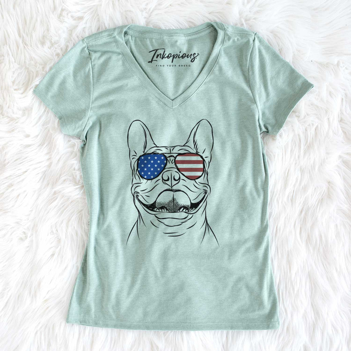 USA Gaston the French Bulldog - Women's Perfect V-neck Shirt
