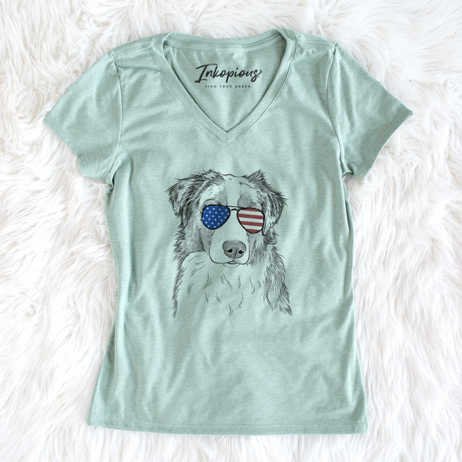 USA Ginger the Australian Shepherd - Women's Perfect V-neck Shirt