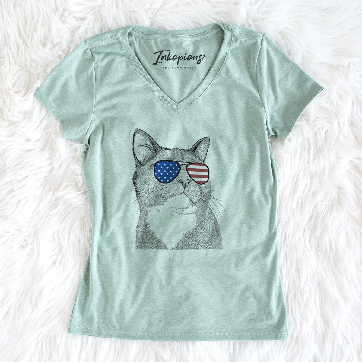 USA Gizmo the Grey Cat - Women's Perfect V-neck Shirt