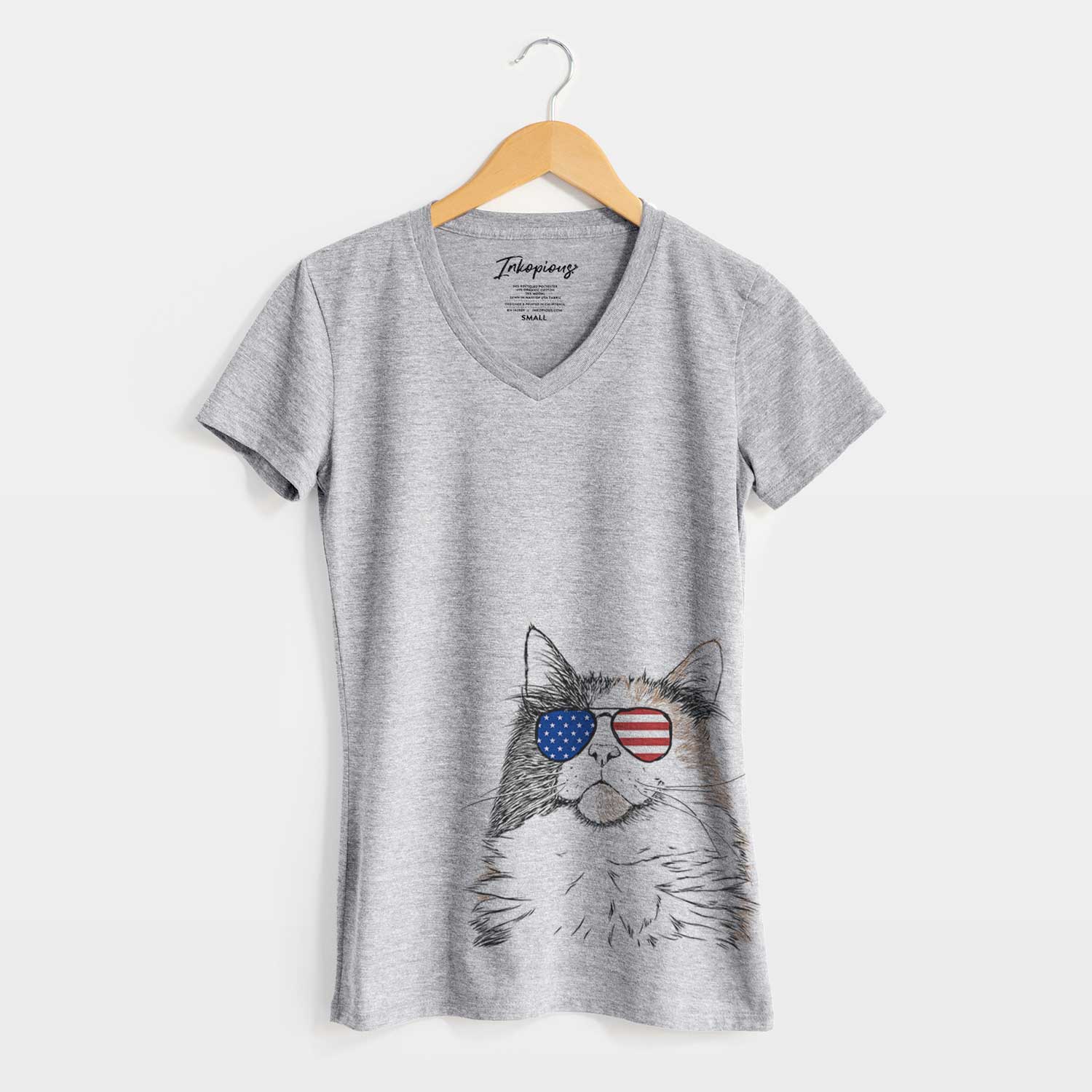 USA Greta the Calico Cat - Women's Perfect V-neck Shirt