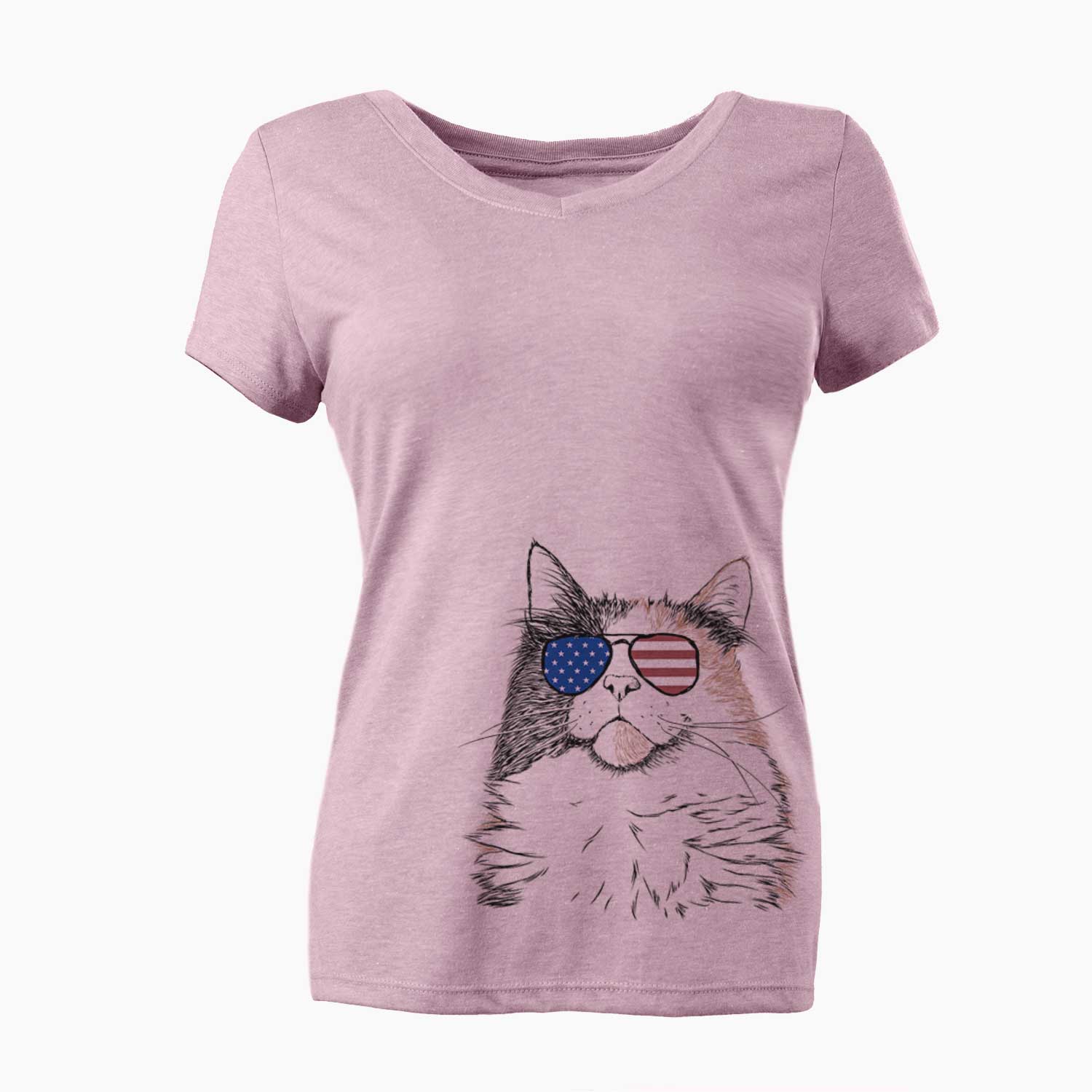 USA Greta the Calico Cat - Women's Perfect V-neck Shirt