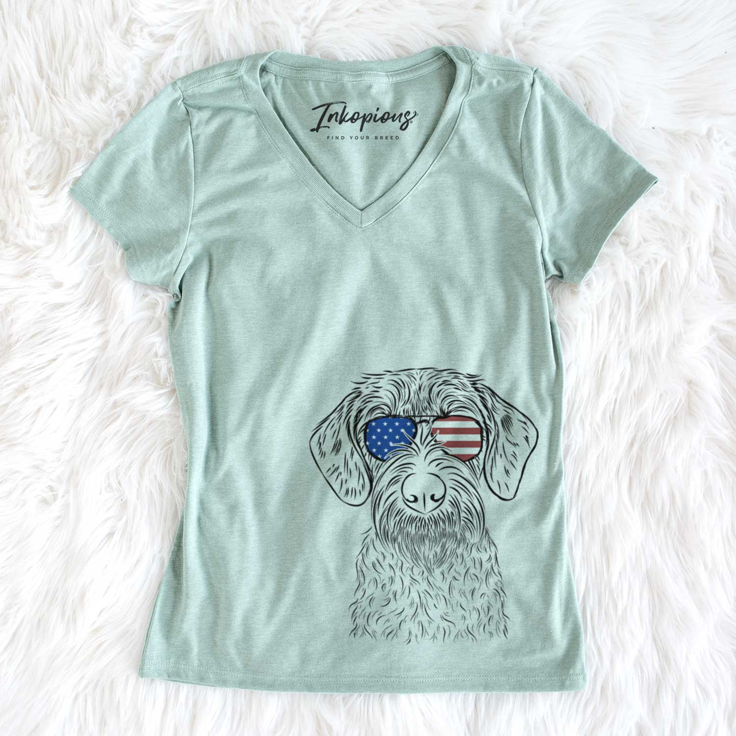 USA Gus the German Wirehaired Pointer - Women's Perfect V-neck Shirt