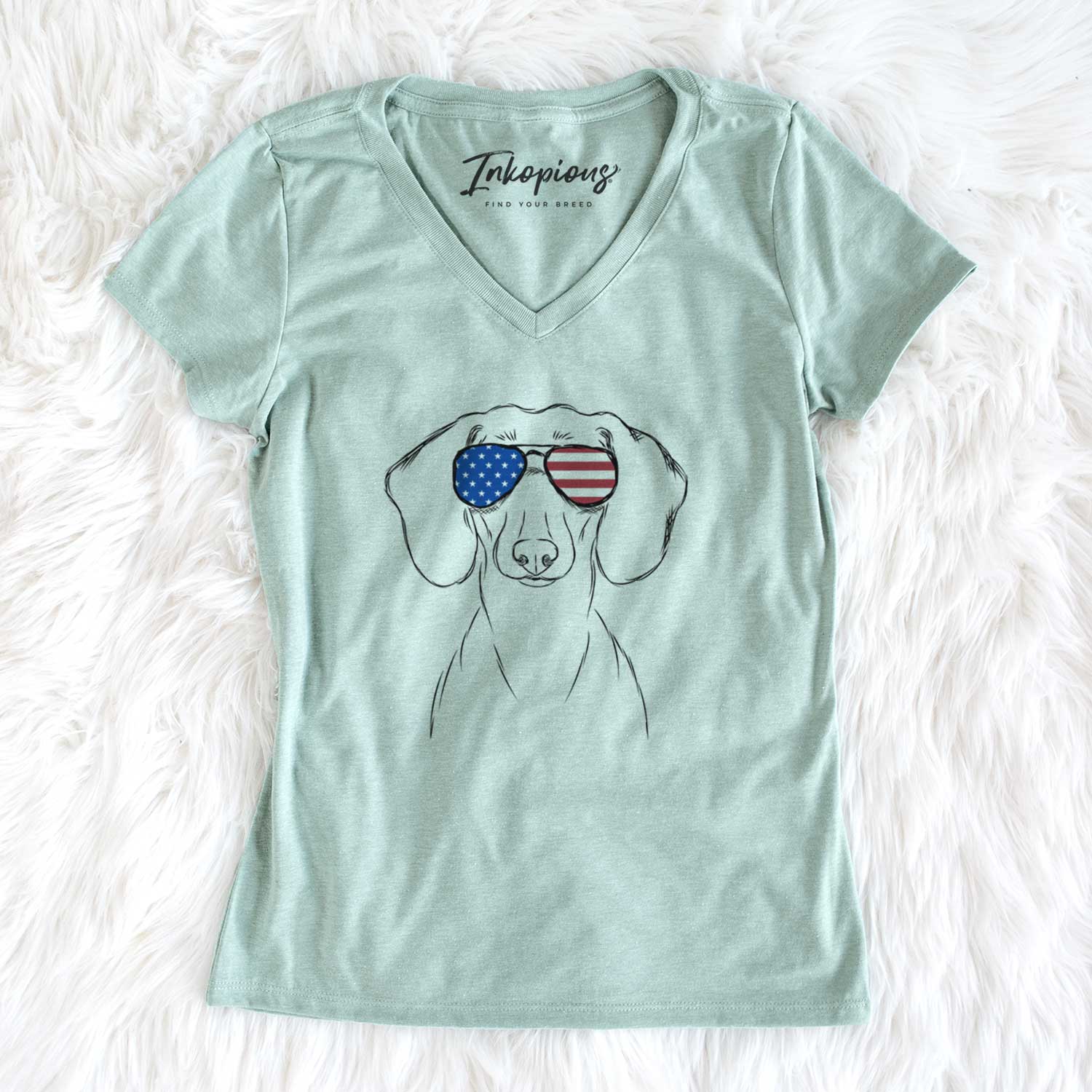 USA Hans the Dachshund - Women's Perfect V-neck Shirt