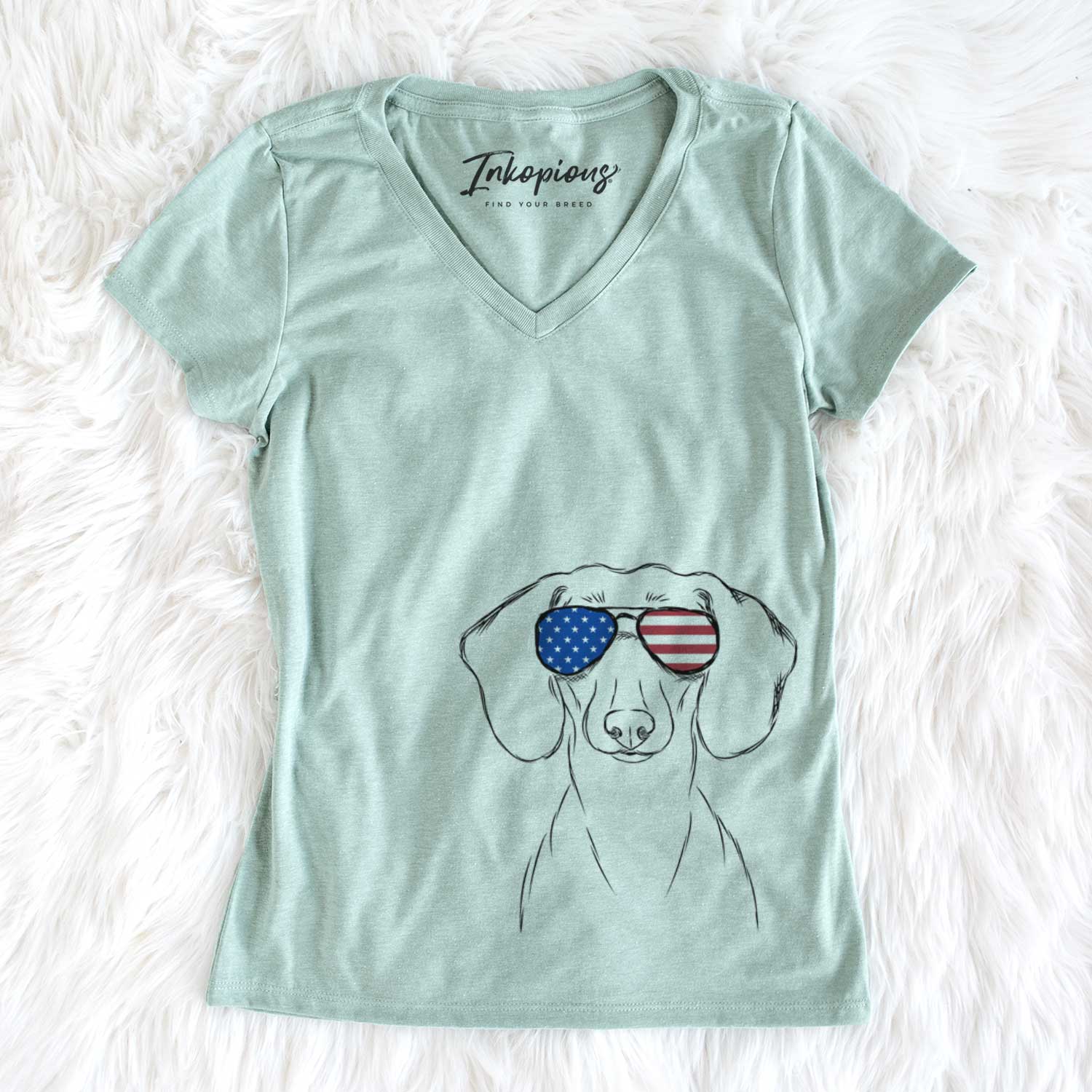 USA Hans the Dachshund - Women's Perfect V-neck Shirt