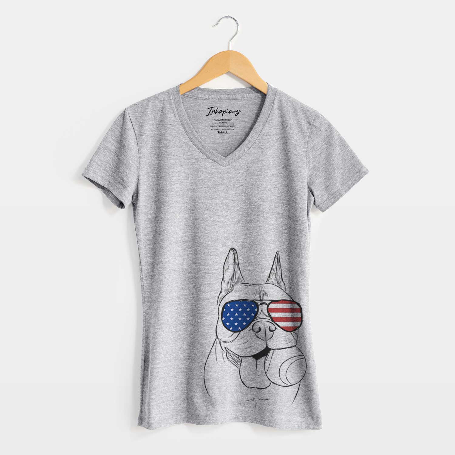 USA Happy Franco the French Bulldog - Women's Perfect V-neck Shirt