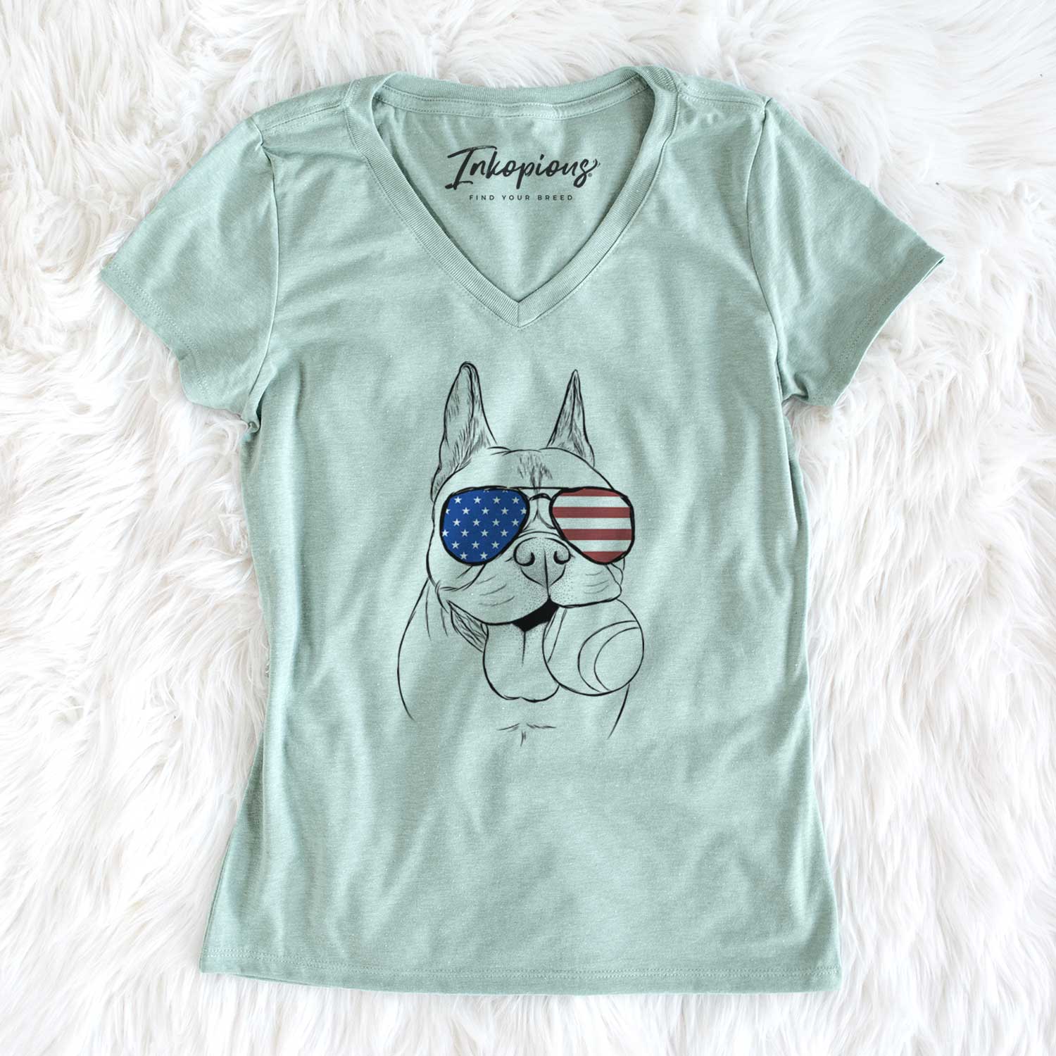 USA Happy Franco the French Bulldog - Women's Perfect V-neck Shirt