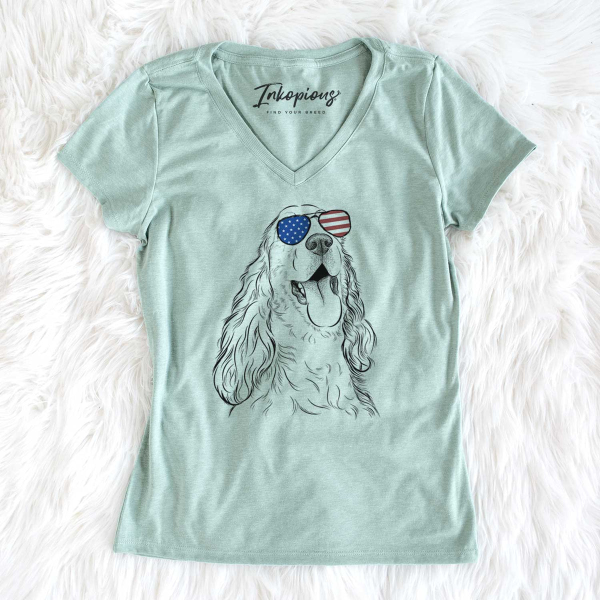 USA Happy Henry the English Cocker Spaniel - Women's Perfect V-neck Shirt