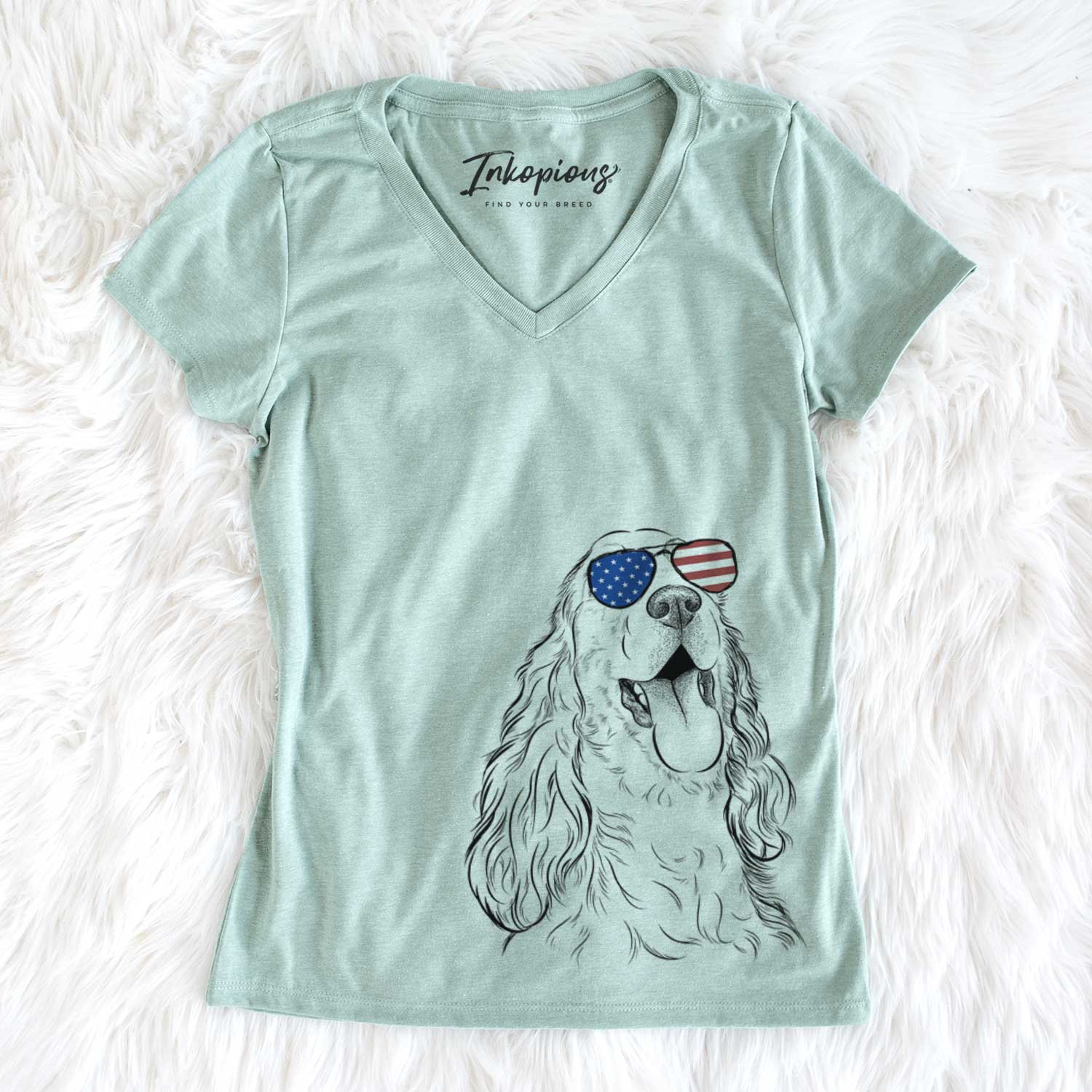 USA Happy Henry the English Cocker Spaniel - Women's Perfect V-neck Shirt