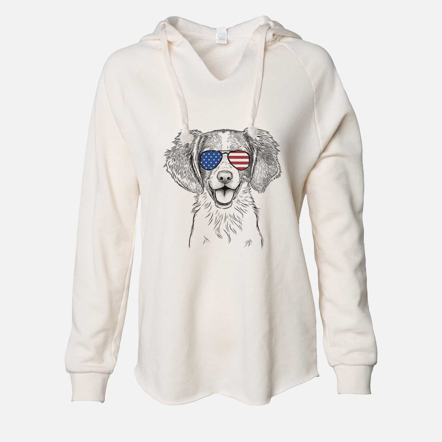 USA Happy Holly the Brittany Spaniel - Cali Wave Hooded Sweatshirt