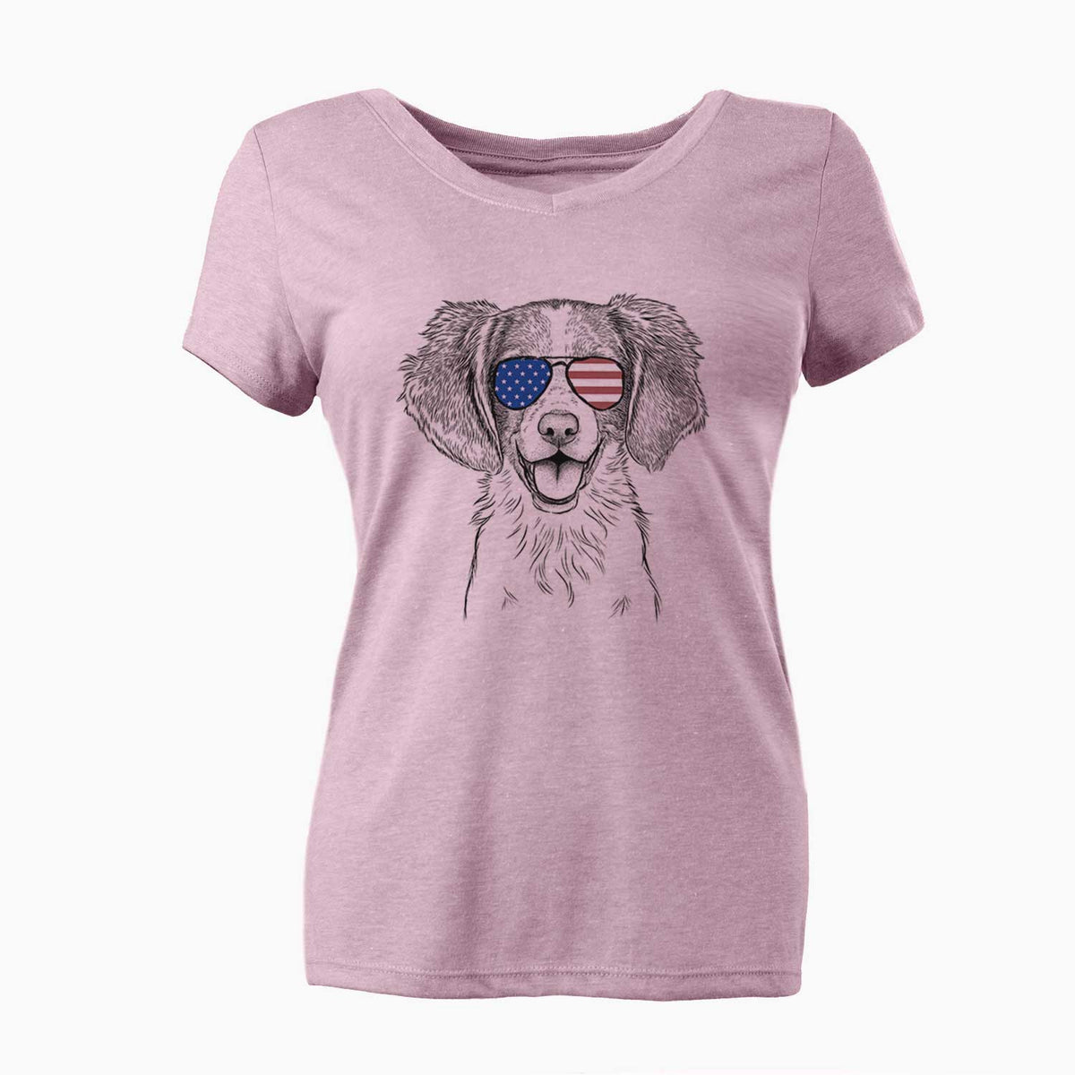 USA Happy Holly the Brittany Spaniel - Women's Perfect V-neck Shirt