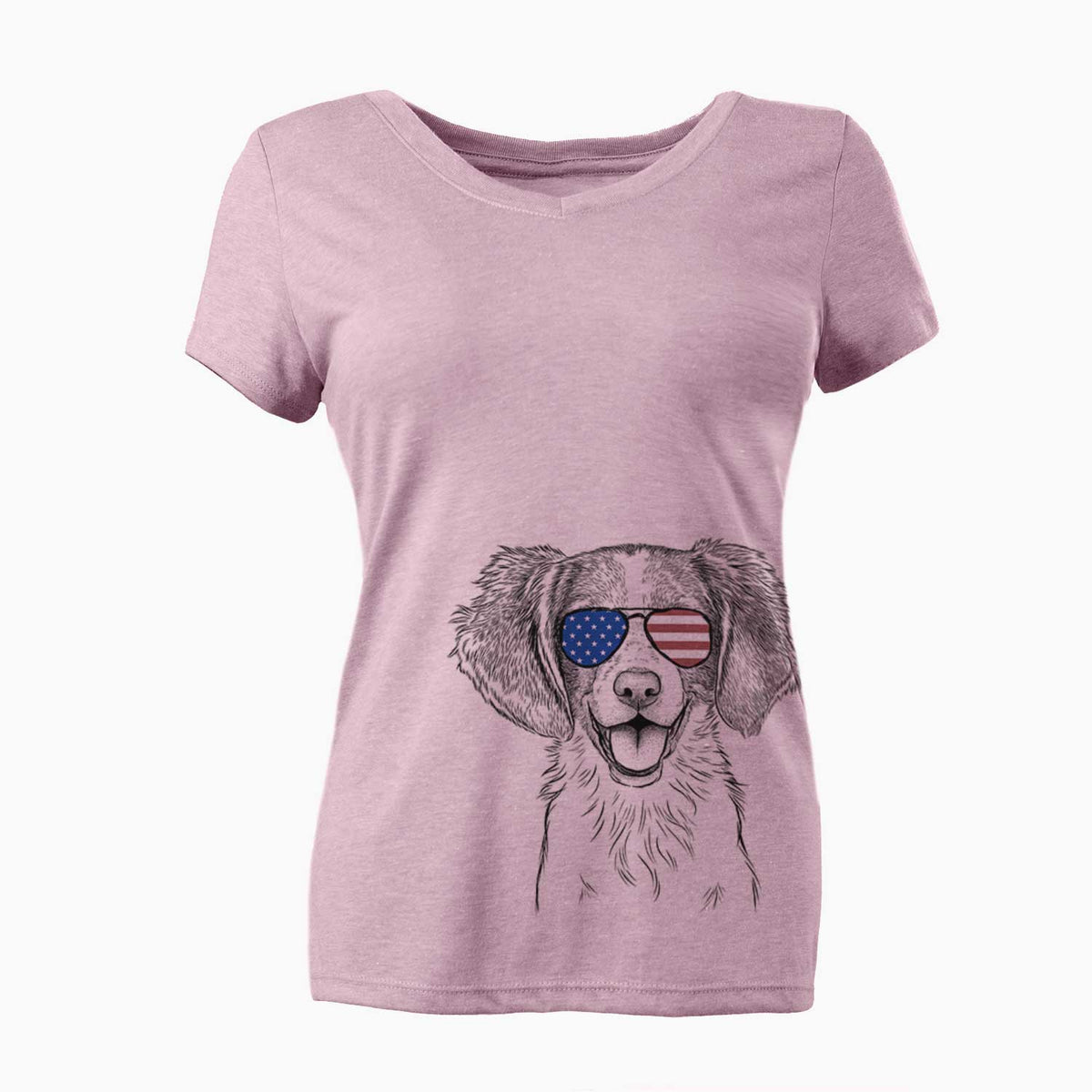 USA Happy Holly the Brittany Spaniel - Women's Perfect V-neck Shirt