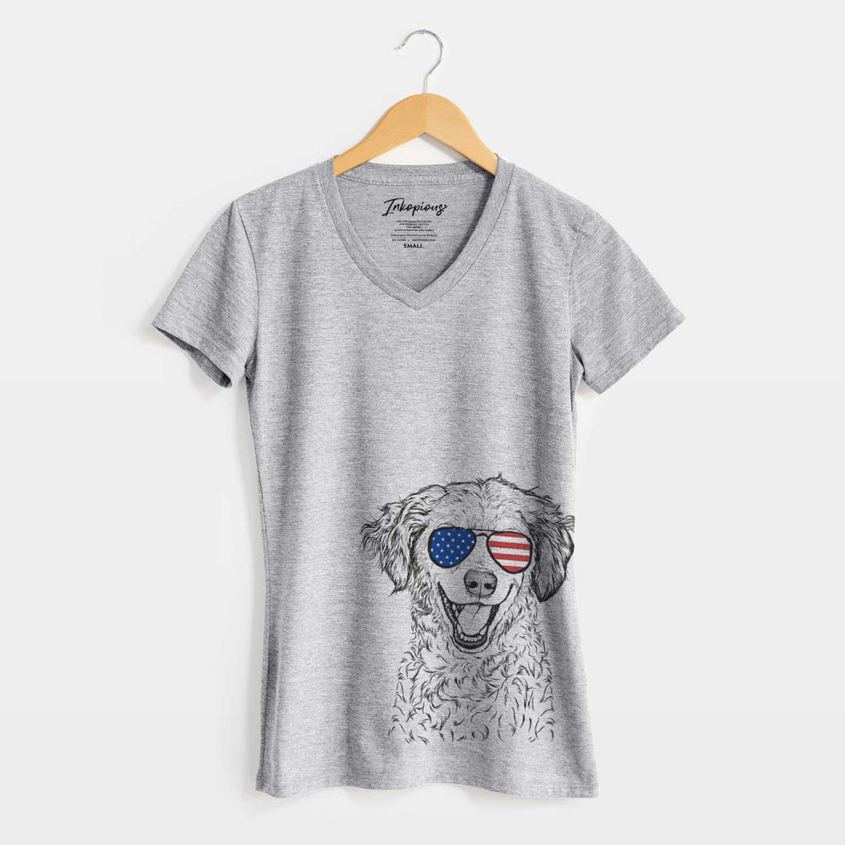 USA Happy Otis the Miniature Goldendoodle - Women's Perfect V-neck Shirt