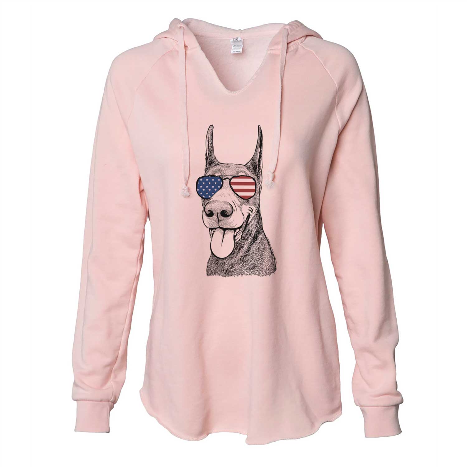 USA Happy Sunny the Doberman Pinscher - Cali Wave Hooded Sweatshirt