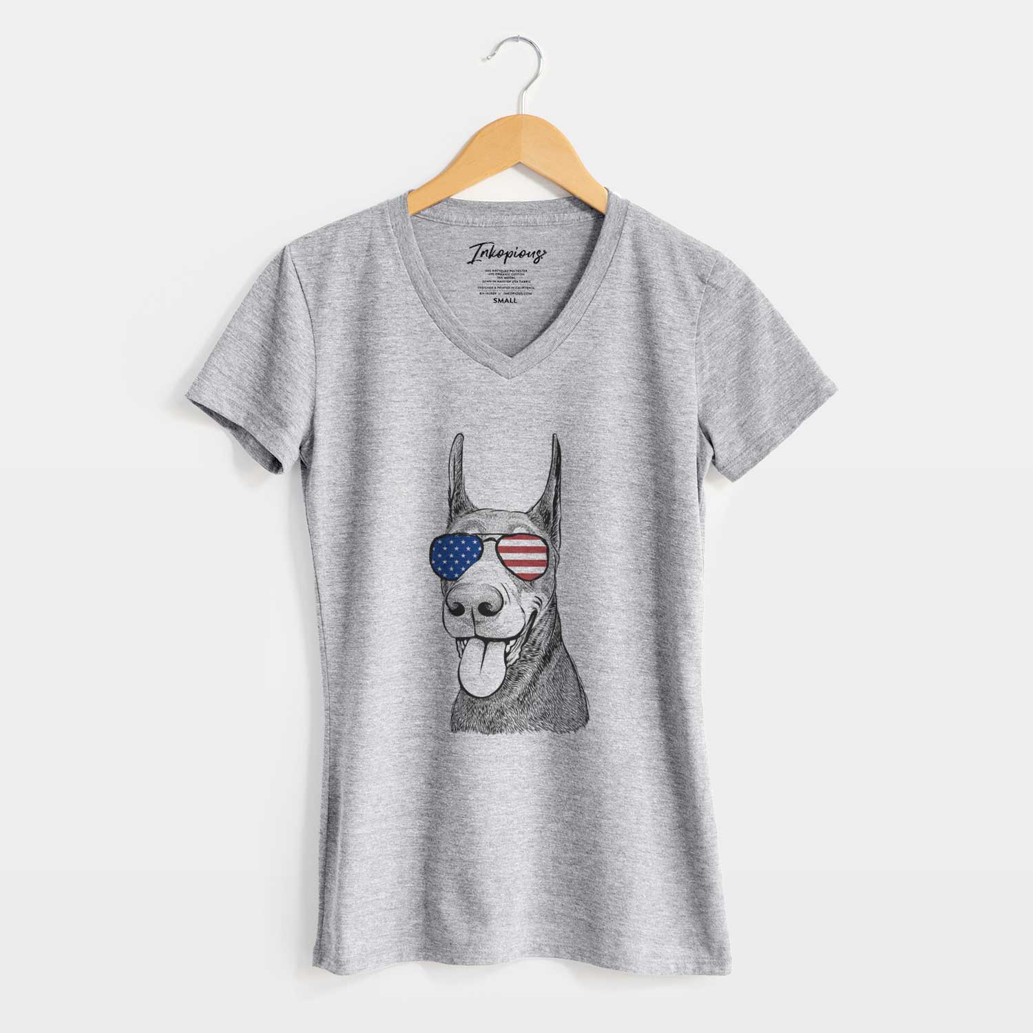 USA Happy Sunny the Doberman Pinscher - Women's Perfect V-neck Shirt