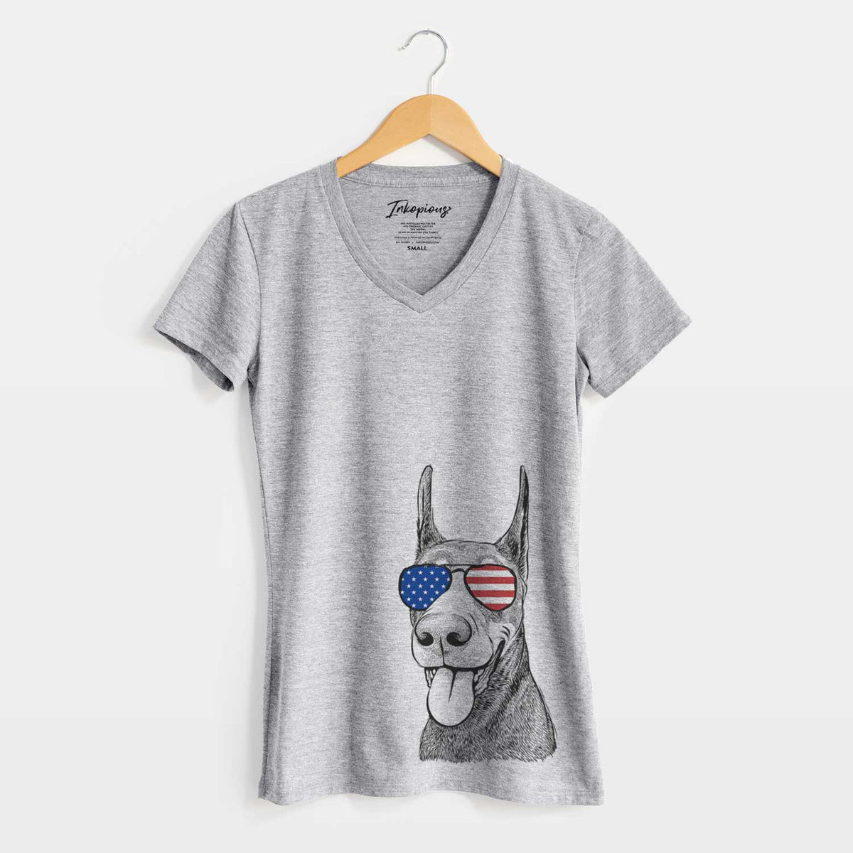 USA Happy Sunny the Doberman Pinscher - Women's Perfect V-neck Shirt