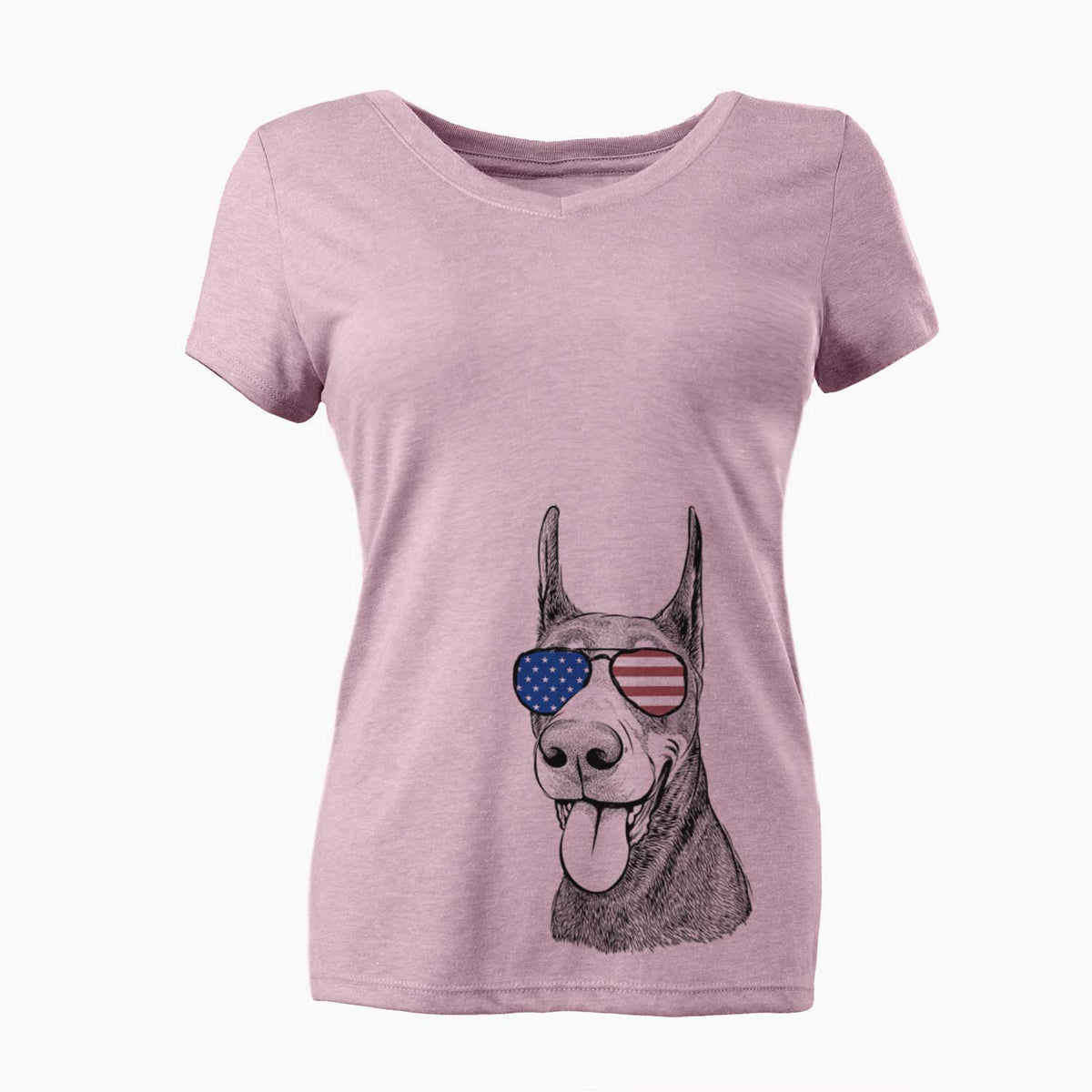 USA Happy Sunny the Doberman Pinscher - Women's Perfect V-neck Shirt