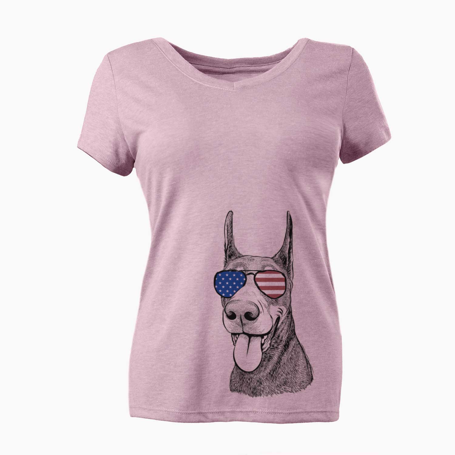 USA Happy Sunny the Doberman Pinscher - Women's Perfect V-neck Shirt