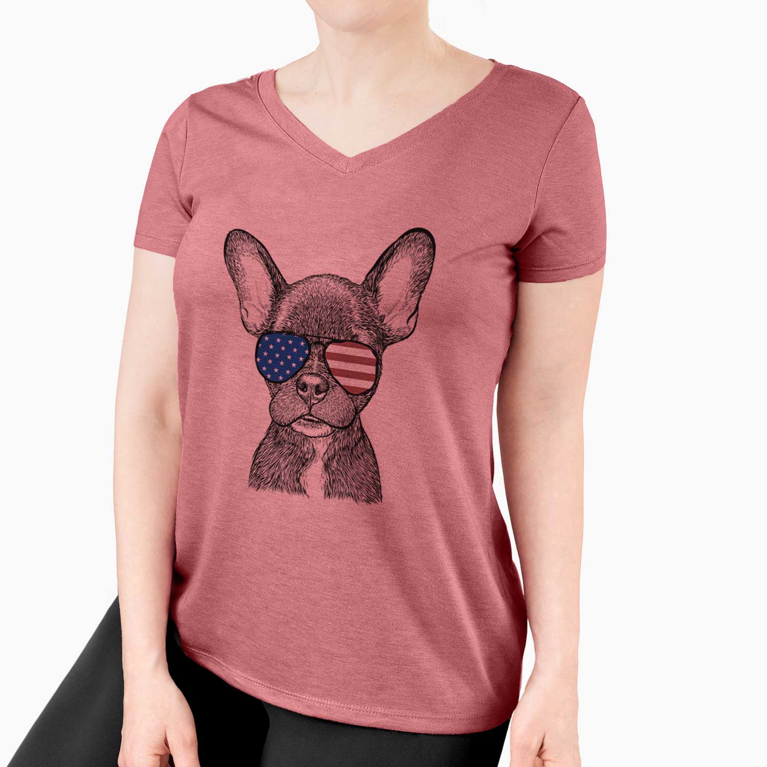 USA Henry the French Bulldog - Women's Perfect V-neck Shirt