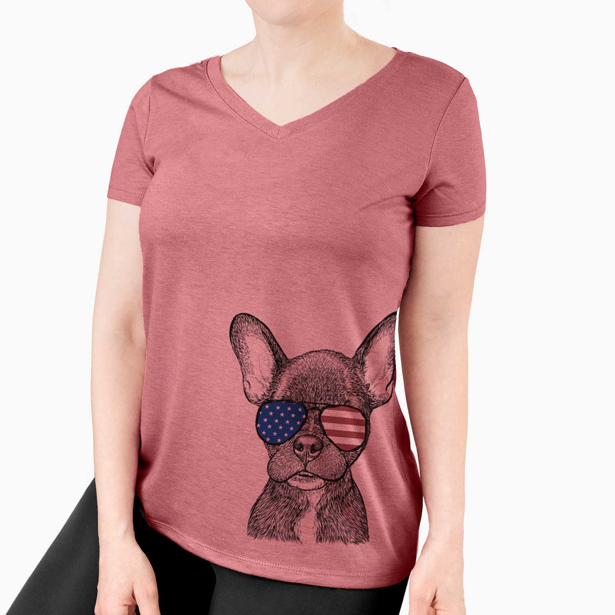 USA Henry the French Bulldog - Women's Perfect V-neck Shirt