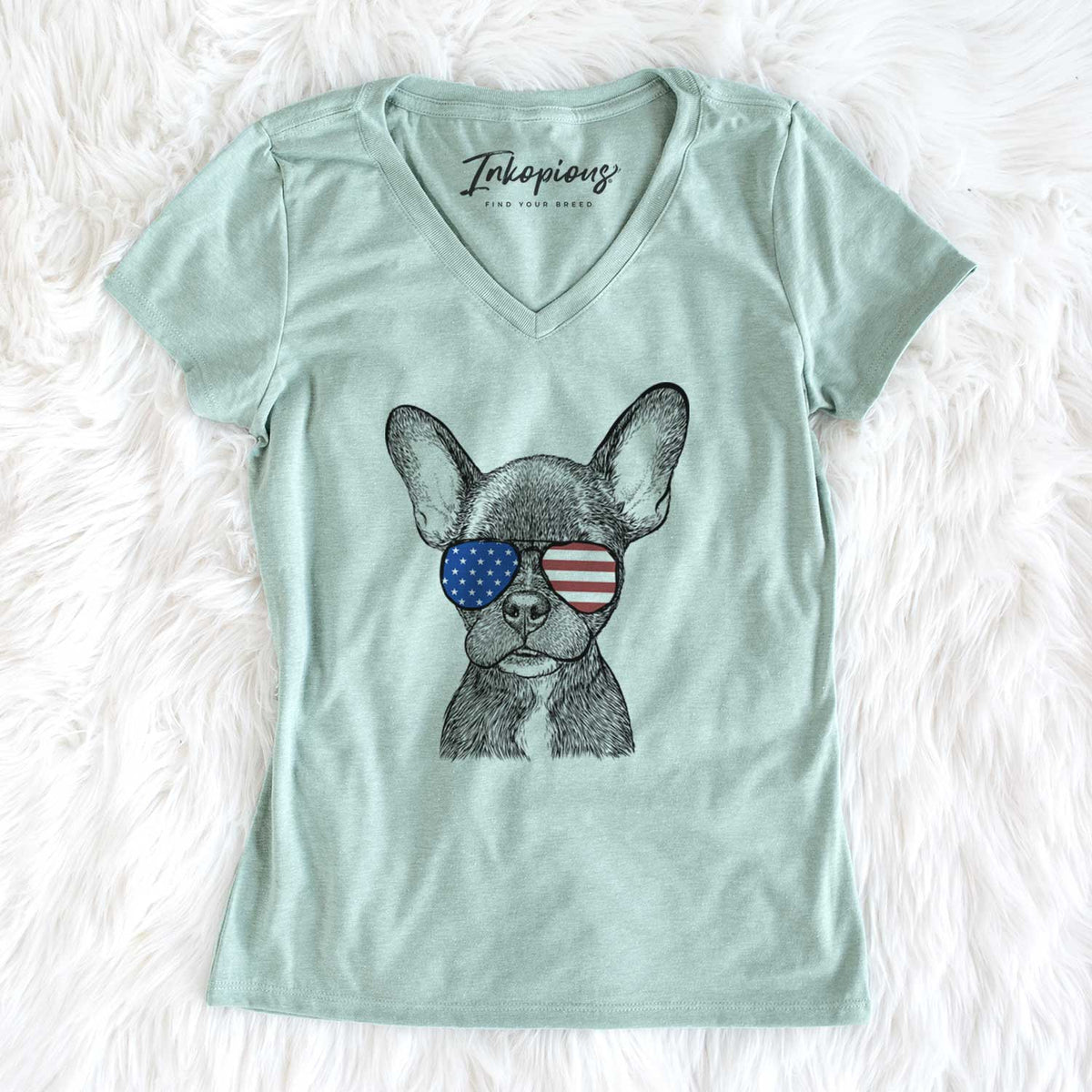 USA Henry the French Bulldog - Women's Perfect V-neck Shirt