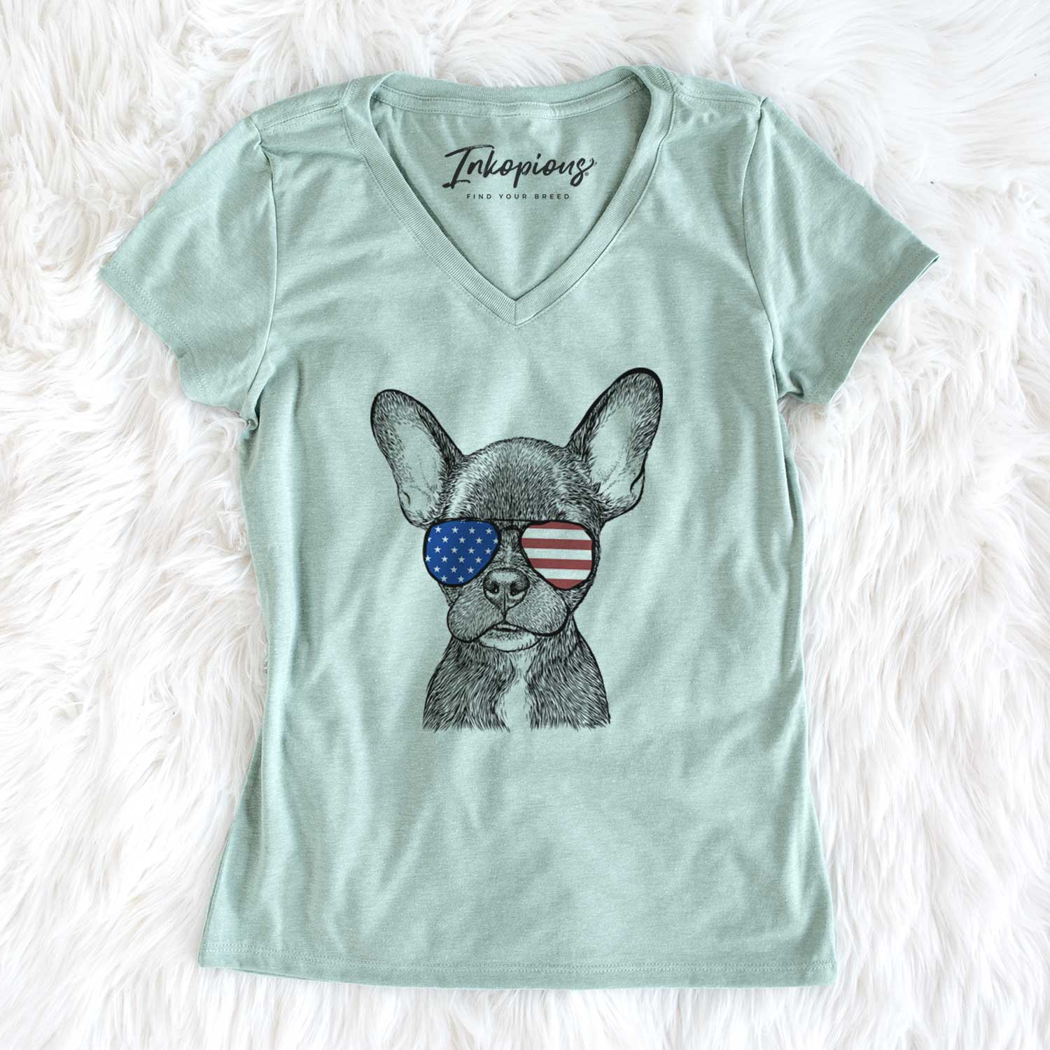 USA Henry the French Bulldog - Women's Perfect V-neck Shirt