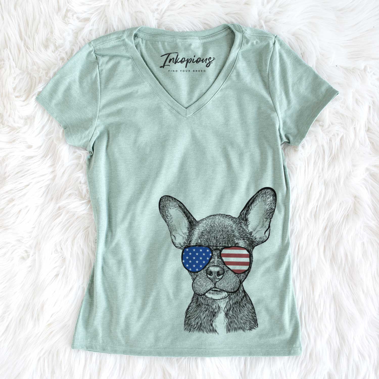 USA Henry the French Bulldog - Women's Perfect V-neck Shirt