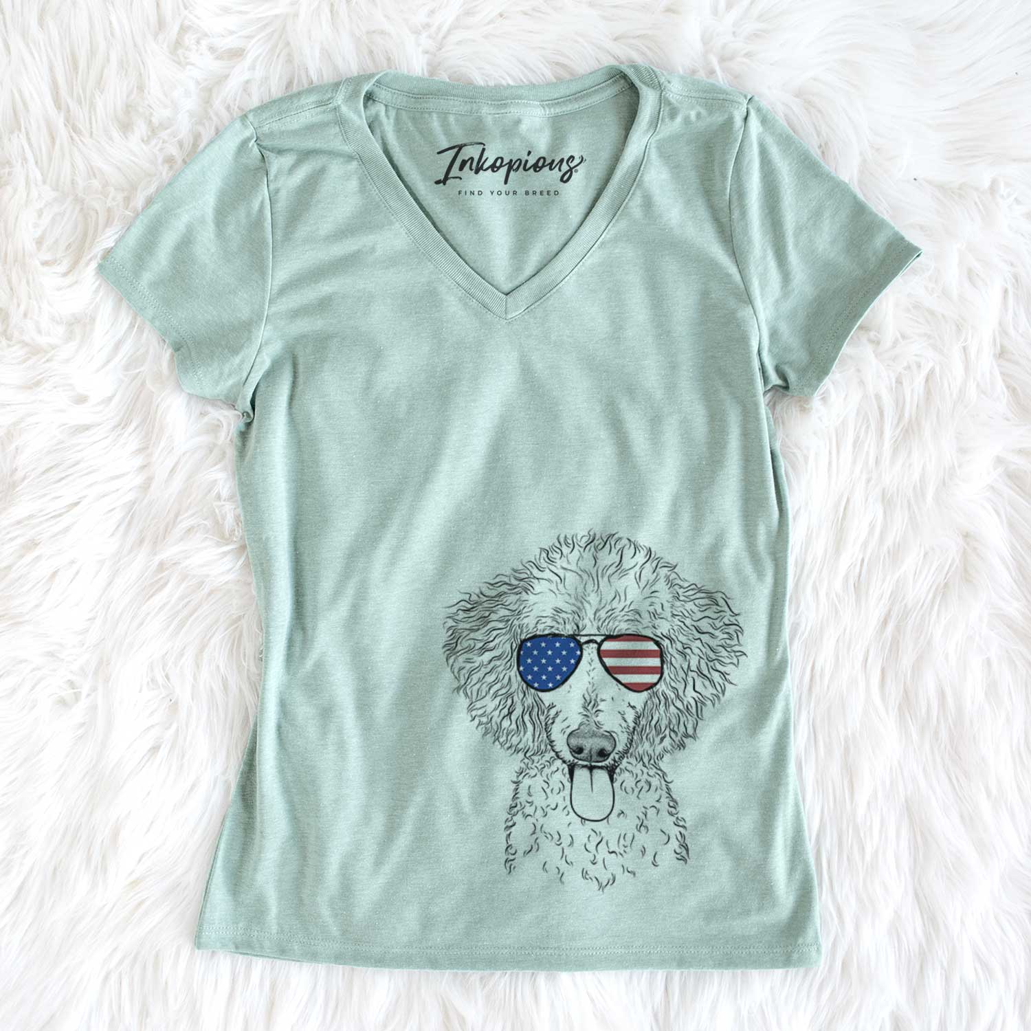 USA Henry the White Standard Poodle - Women's Perfect V-neck Shirt