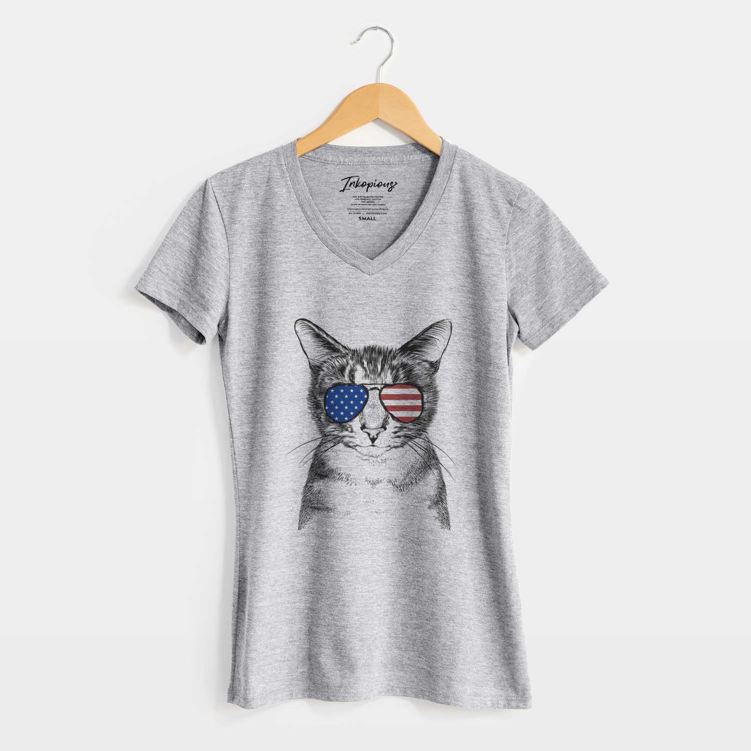 USA Hobbes the Tabby Cat - Women's Perfect V-neck Shirt