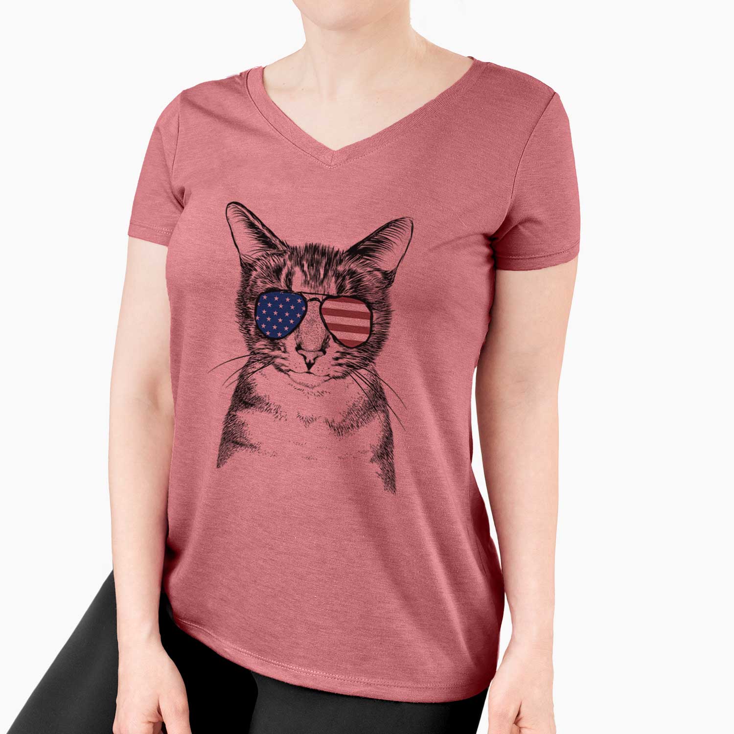 USA Hobbes the Tabby Cat - Women's Perfect V-neck Shirt