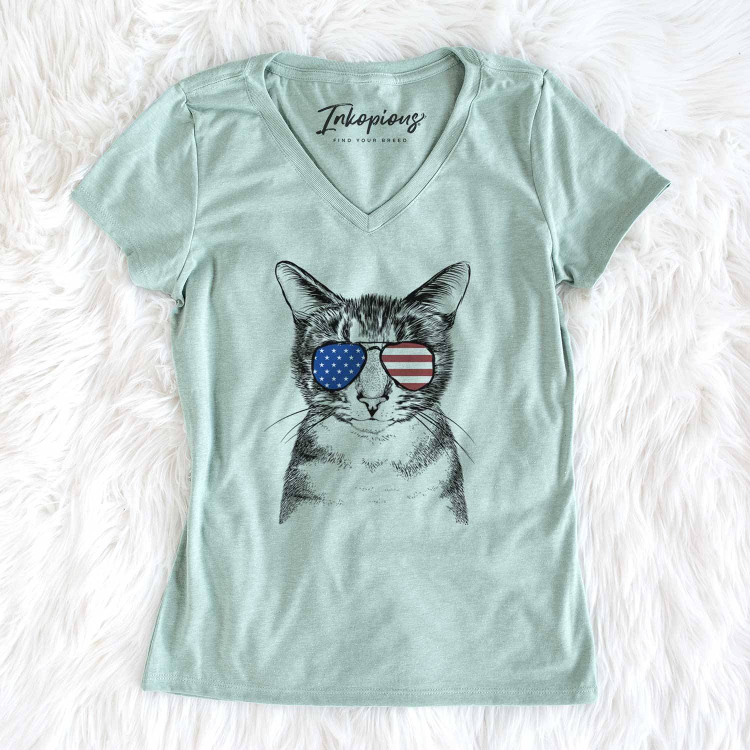 USA Hobbes the Tabby Cat - Women's Perfect V-neck Shirt