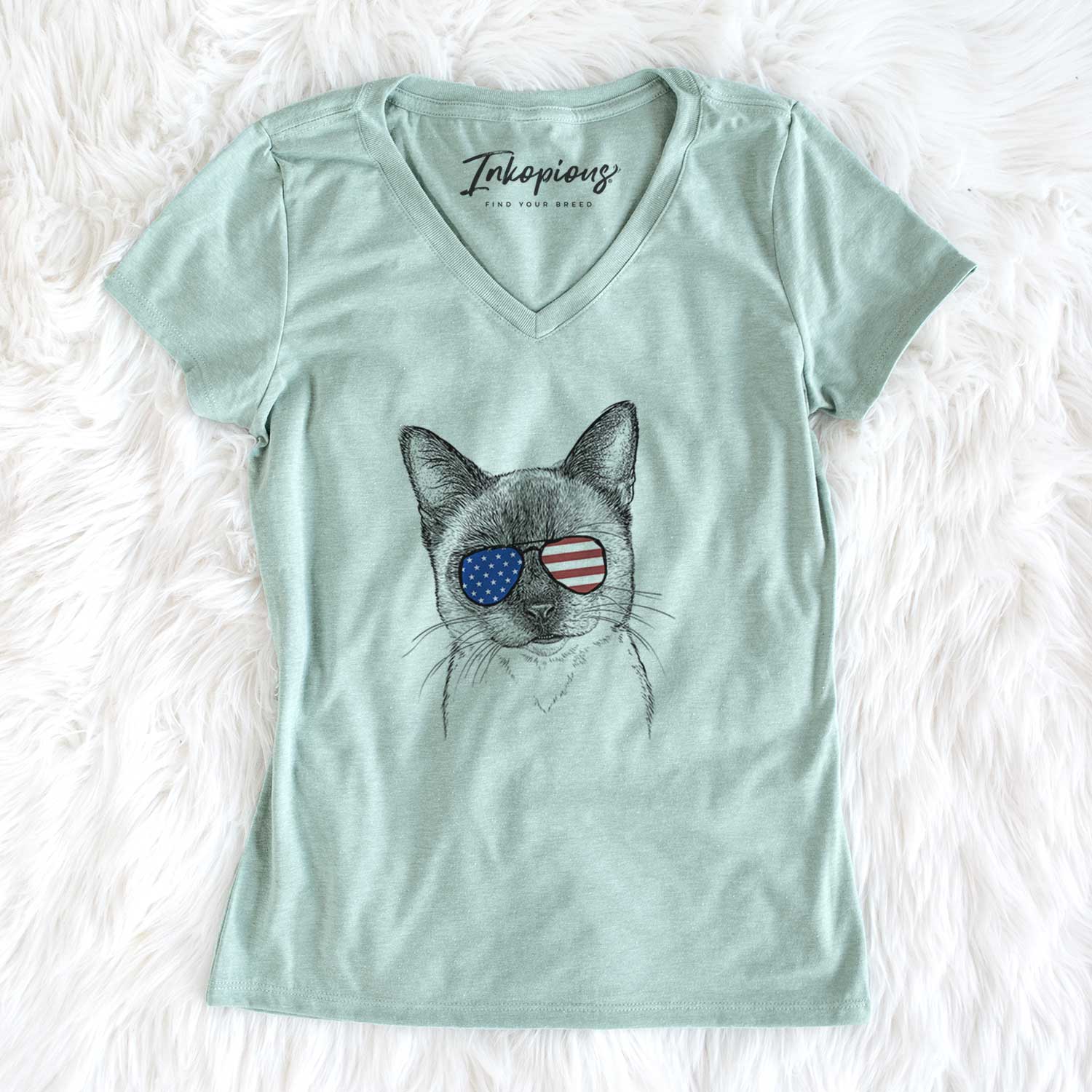 USA Hoggle the Siamese Cat - Women's Perfect V-neck Shirt