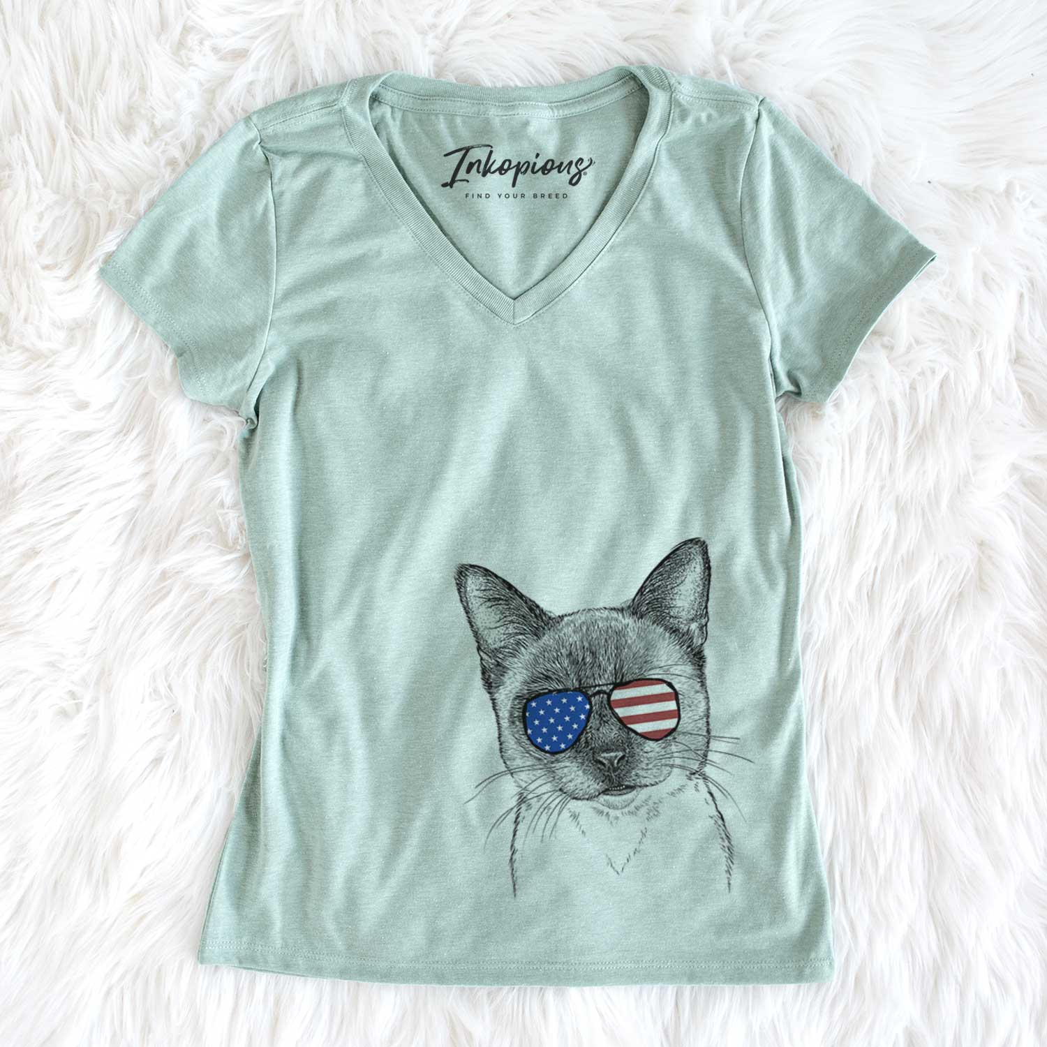 USA Hoggle the Siamese Cat - Women's Perfect V-neck Shirt