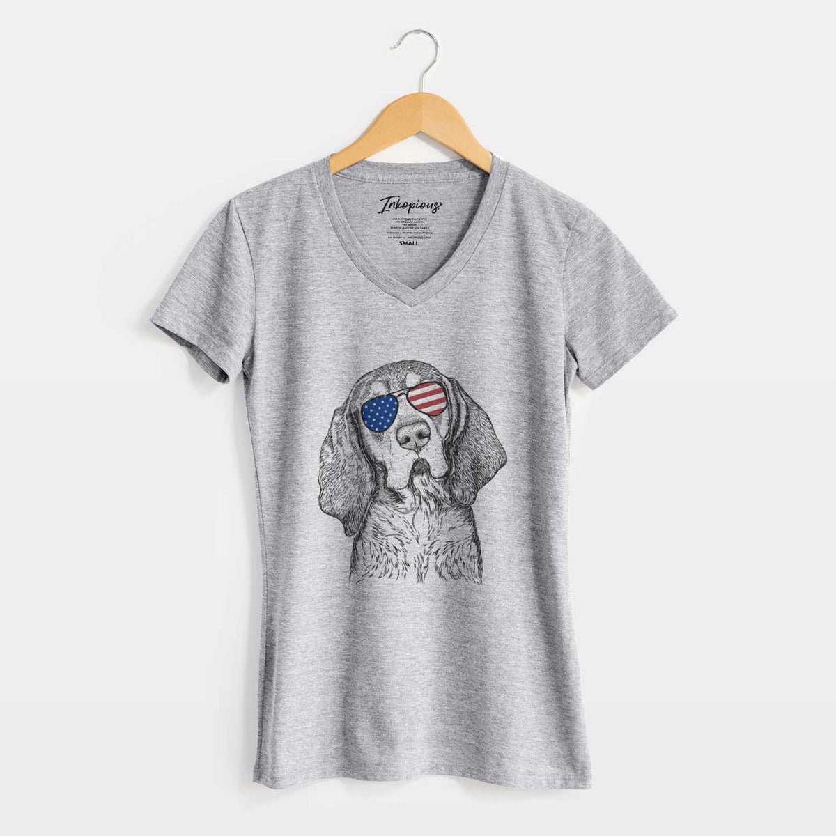 USA Huck the Bluetick Coonhound - Women&#39;s Perfect V-neck Shirt